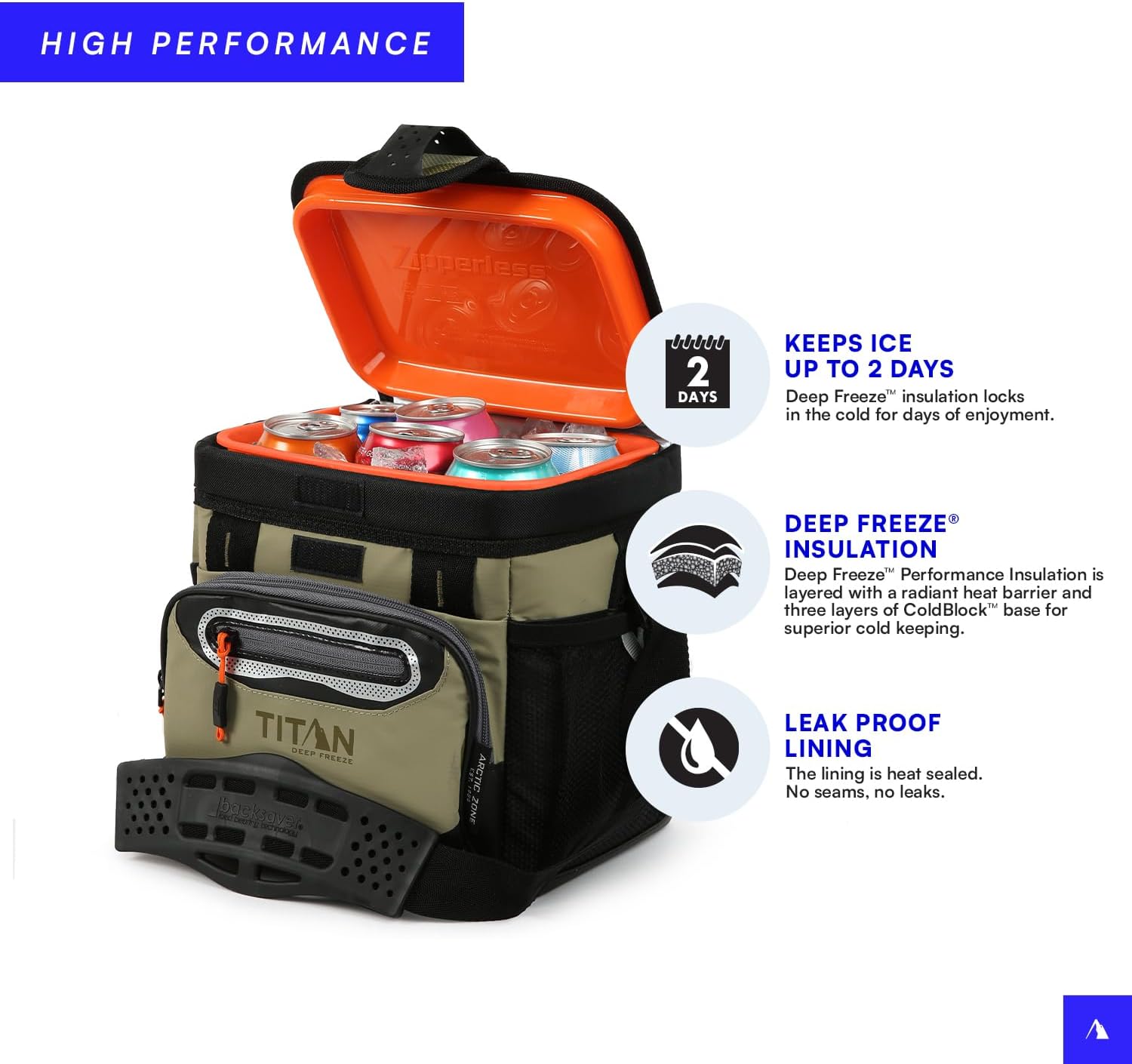 Arctic Zone Titan Deep Freeze Cooler – Enfriador de cuerpo duro sin cremallera con aislamiento de congelación profunda, forro HardBody y SmartShelf