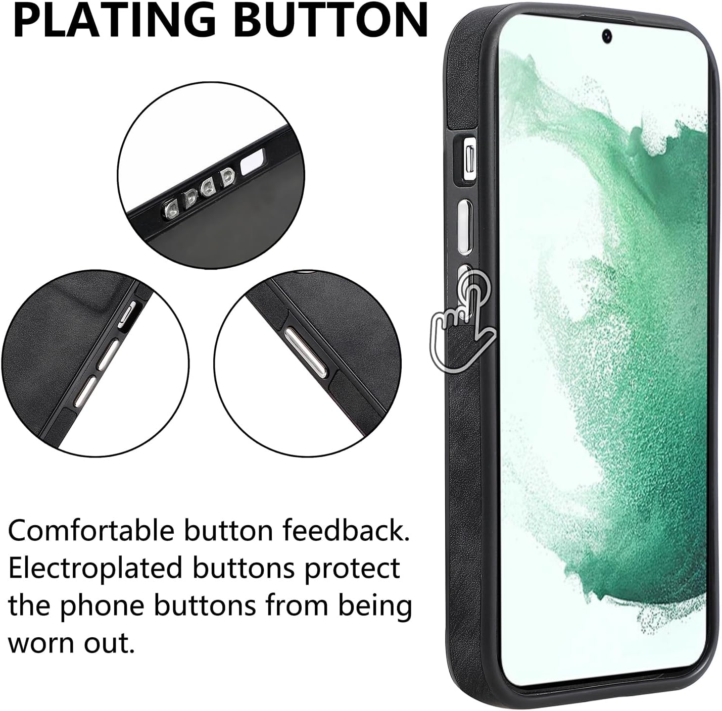 Asuwish Funda de teléfono para Samsung Galaxy S22 Plus S22+ 5G con protector de pantalla de vidrio templado y funda delgada de cuero suave,