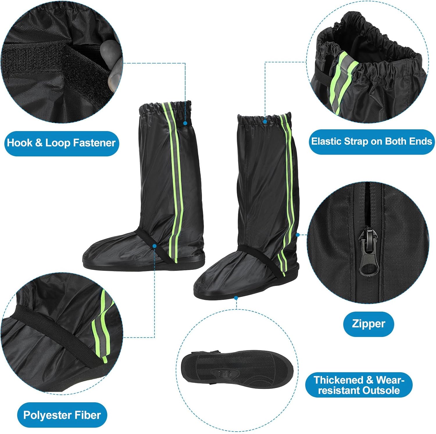 PATIKIL Cubiertas impermeables para zapatos, reutilizables antideslizantes con cremallera para zapatos de lluvia, cubiertas para botas de nieve