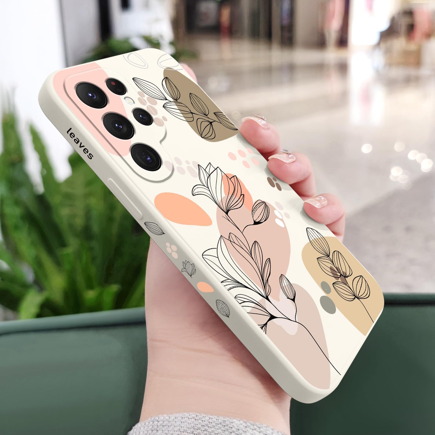 LEECG Funda para Samsung Galaxy S22 Ultra, funda para teléfono S22 Ultra, diseño de flores Morandi de moda, silicona suave, protección contra caídas