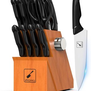imarku Juego de cuchillos de cocina de 14 piezas con bloque, juego de cuchillos japoneses de acero inoxidable de alto carbono para cocina, apto para imarku Juego de cuchillos de cocina de 14 piezas con bloque, juego de cuchillos japoneses de acero inoxidable de alto carbono para cocina, apto para