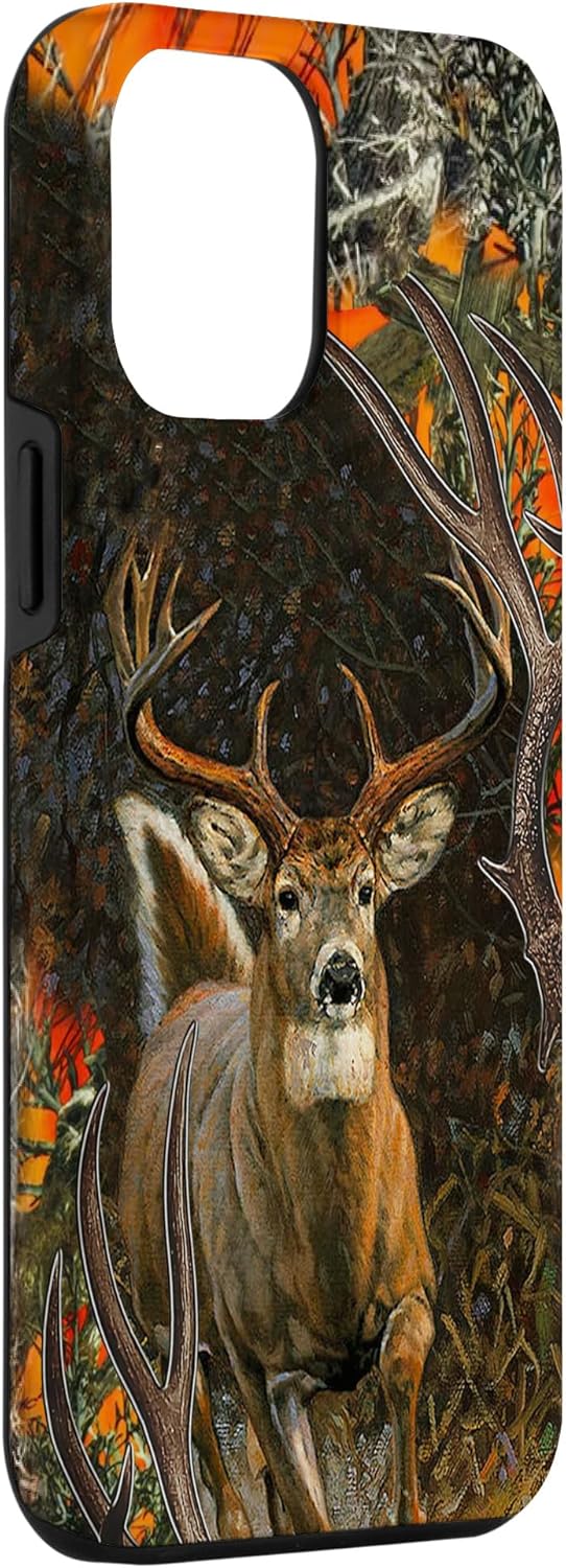 Funda para iPhone 12 Pro Max Caza de Ciervos Camo Naranja, Deer Skull Hunters