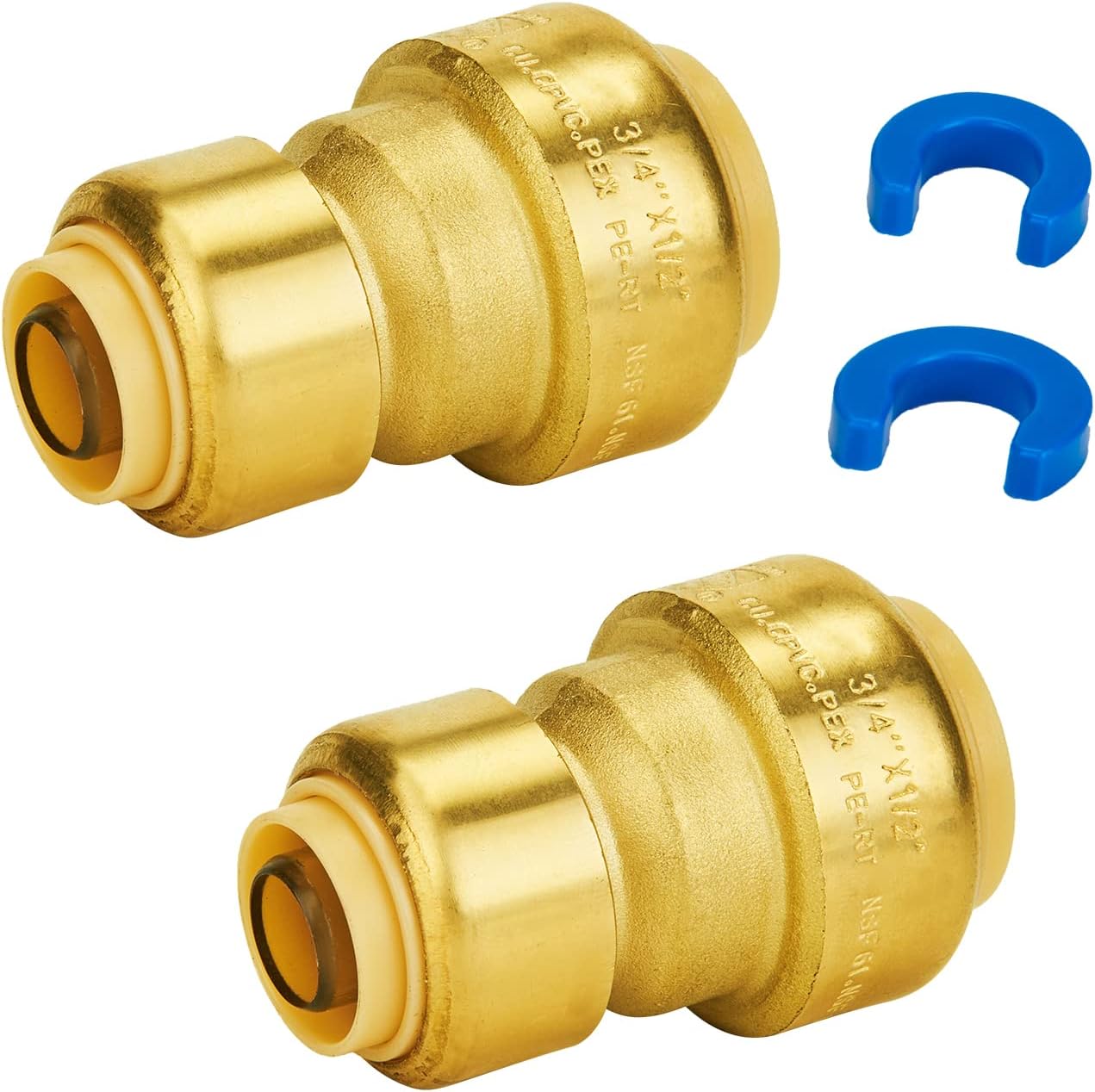 SUNGATOR Acoplamiento reductor, acoplamiento recto de ajuste a presión de 34 pulgadas por 12 pulgada, PEX empujar para conectar, cobre, CPVC, PE-RT,