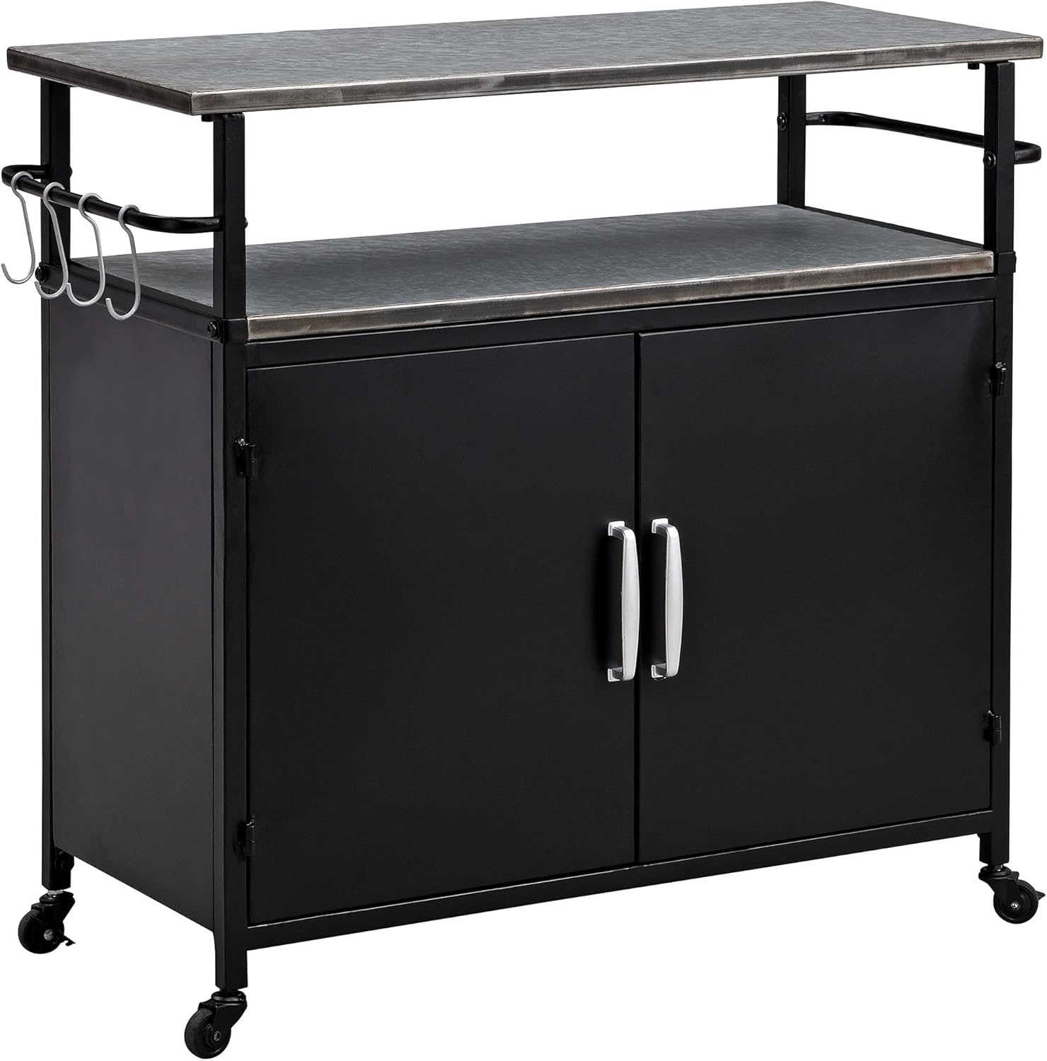FirsTime & Co. Nuevo y mejorado Black Davidson – Carro de cocina para exteriores, mesa de patio portátil, mesa de trabajo de metal para preparación