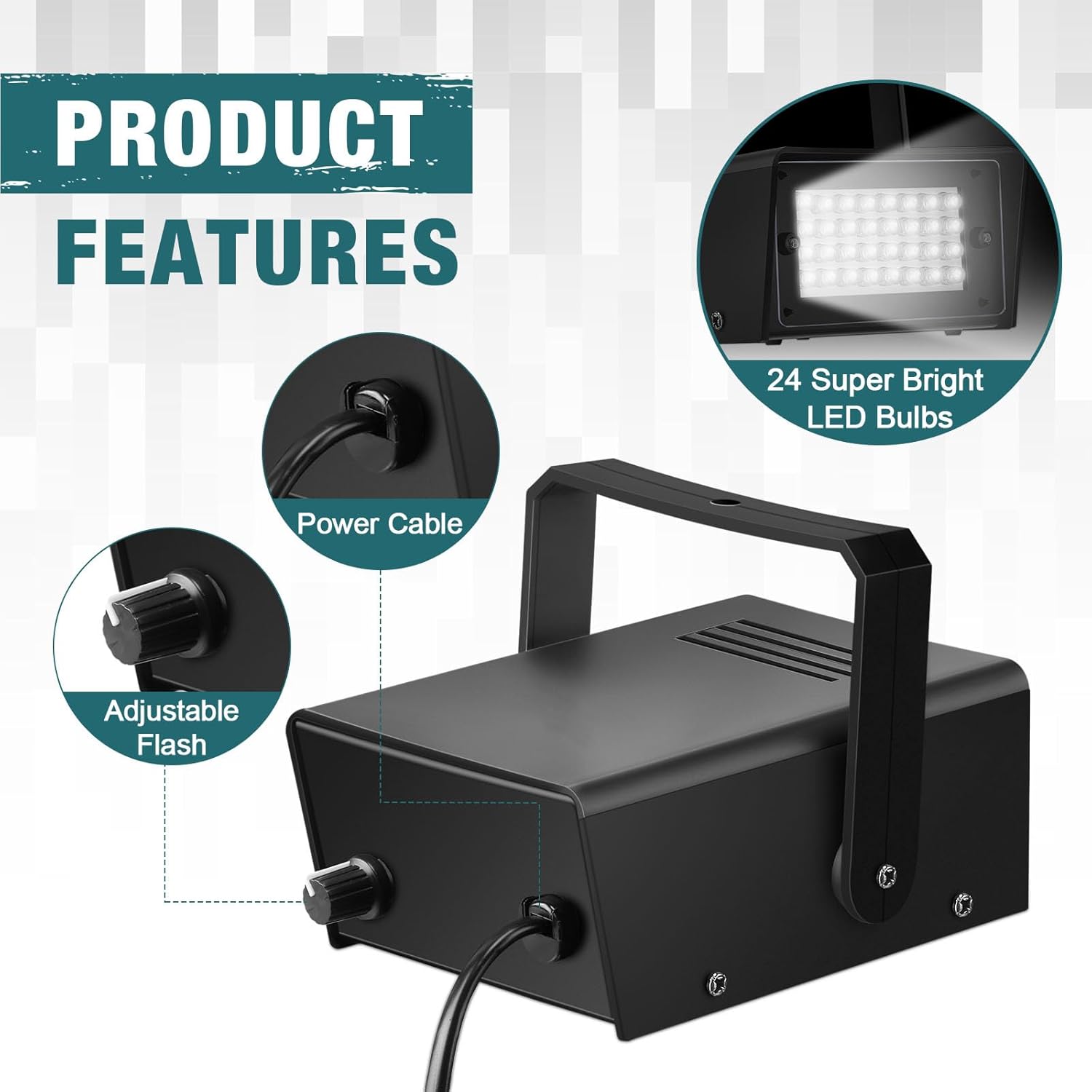 Treela Paquete de 4 luces estroboscópicas para fiesta, luz LED estroboscópica intermitente, mini luces de fiesta, control de velocidad de flash