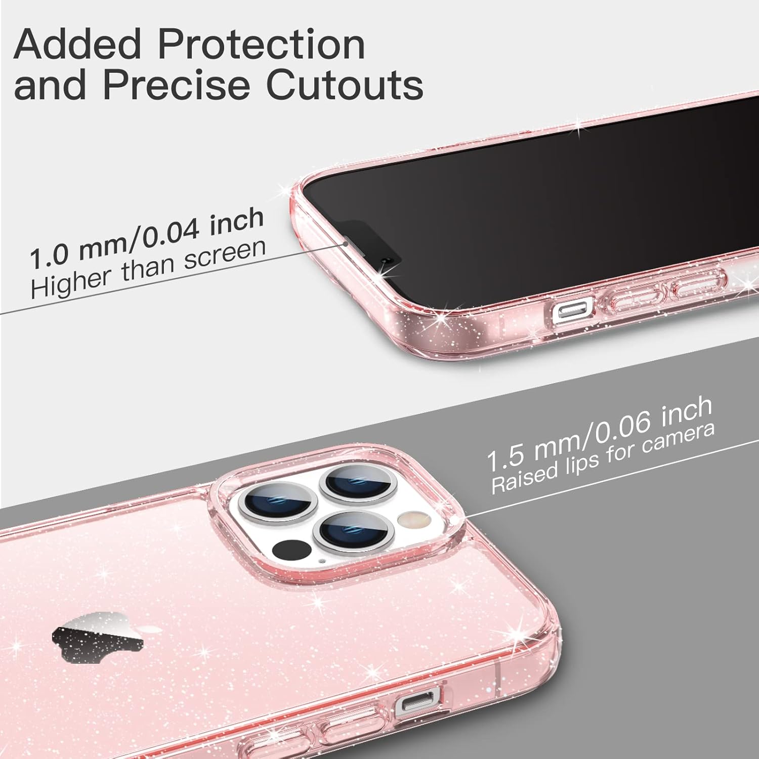 JETech Funda con purpurina para iPhone 13 Pro de 6.1 pulgadas, a prueba de golpes, bonita y brillante para mujeres y niñas (rosa)