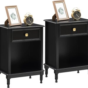 GAOMON Juego de 2 mesitas de noche, mesa auxiliar para dormitorio, oficina, guardería, sala de estar, mesa auxiliar de madera con cajón de GAOMON Juego de 2 mesitas de noche, mesa auxiliar para dormitorio, oficina, guardería, sala de estar, mesa auxiliar de madera con cajón de