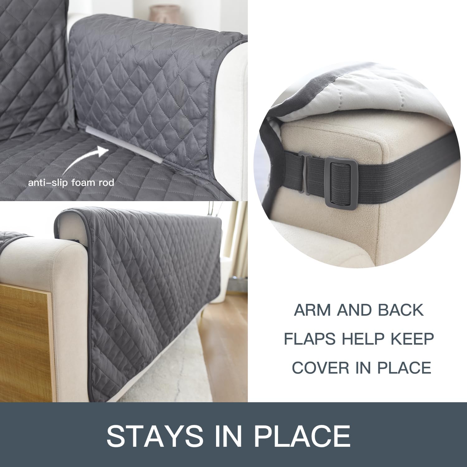 YuppieLife Funda de sofá reversible, funda protectora duradera y antideslizante para muebles, para mascotas, perros, niños, ancho de la silla de 25