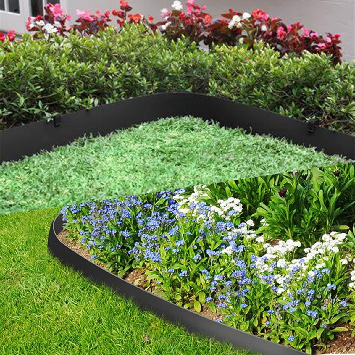 Borde de borde de paisaje, pared de 5 pulgadas de alto, borde de jardín, borde de cama de flores, bordes de plástico para paisajismo, bordes de goma