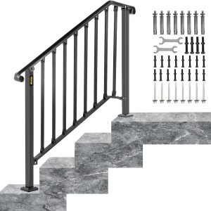 VEVOR Pasamanos para escalones al aire libre, barandilla de escalera de 3 o 4 escalones, pasamanos de hierro forjado # 3, barandilla de porche VEVOR Pasamanos para escalones al aire libre, barandilla de escalera de 3 o 4 escalones, pasamanos de hierro forjado # 3, barandilla de porche