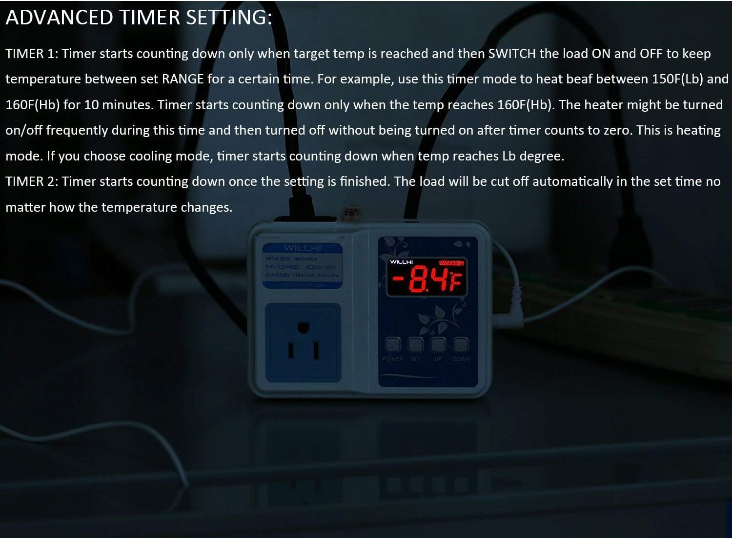 WH1436A Termostato Switch Sous Vide NTC 10K con sensor de termostato y conductor de temperatura 10K, versión mejorada