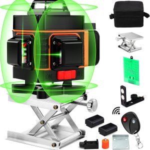 Elikliv – Nivel láser de 16 líneas con placa de objetivo nivel láser autonivelante 4d 360 nivel láser de haz verde horizontal vertical con 2 Elikliv – Nivel láser de 16 líneas con placa de objetivo nivel láser autonivelante 4d 360 nivel láser de haz verde horizontal vertical con 2