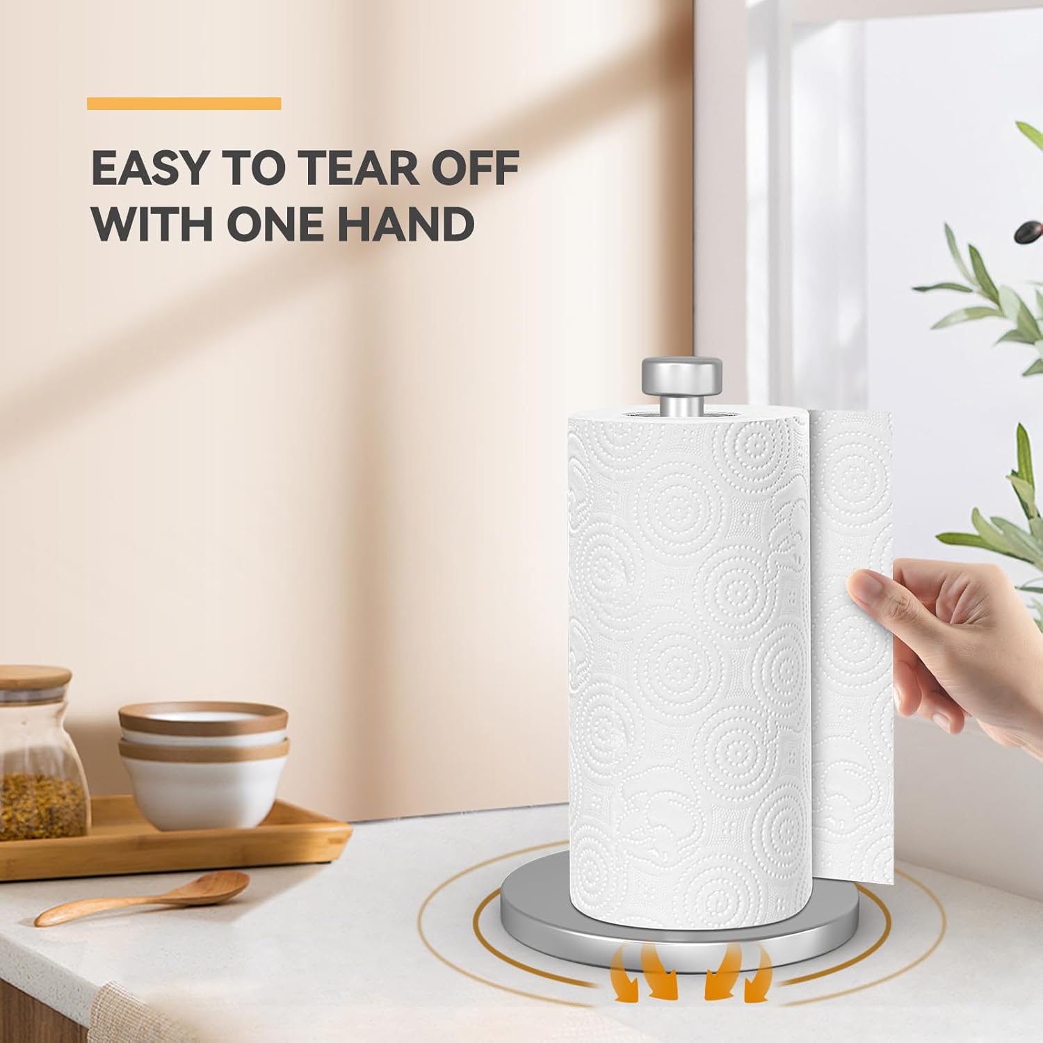 Soporte para toallas de papel, paquete de 2 soportes para toallas de papel para encimera de cocina, soporte de toalla de papel de acero inoxidable