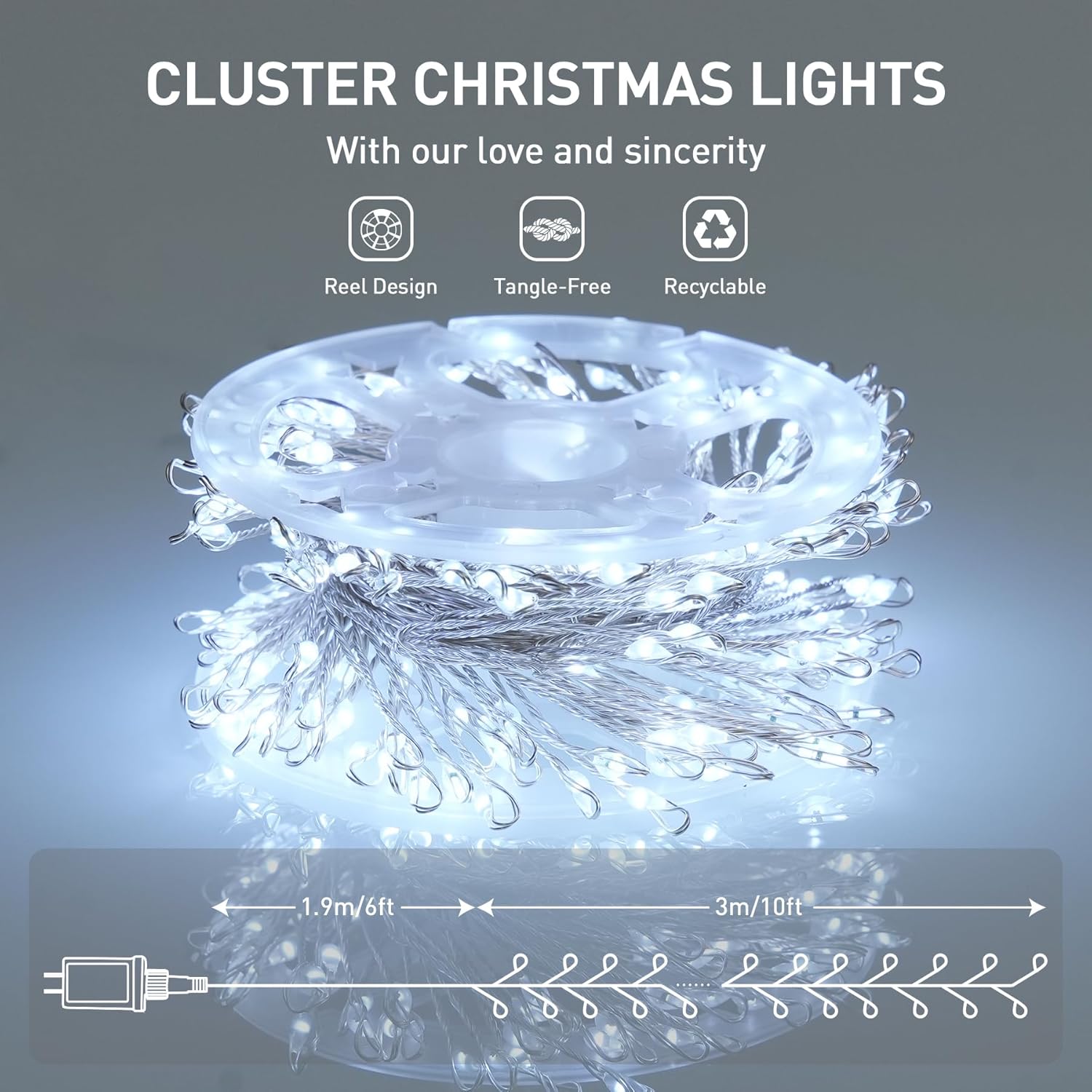JMEXSUSS Guirnalda de luces enchufables con control remoto, 10 pies, 200 luces blancas y cálidas de Navidad, guirnalda de luces para árbol, corona,