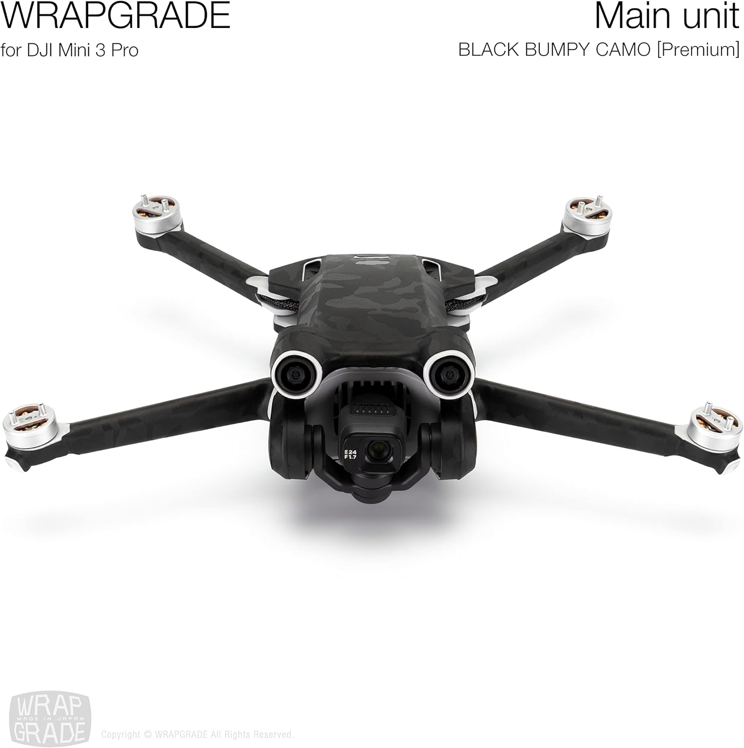 WRAPGRADE Pegatinas de piel compatibles con DJI Mini 3 Pro  Unidad principal (negro Bumpy CAMO)