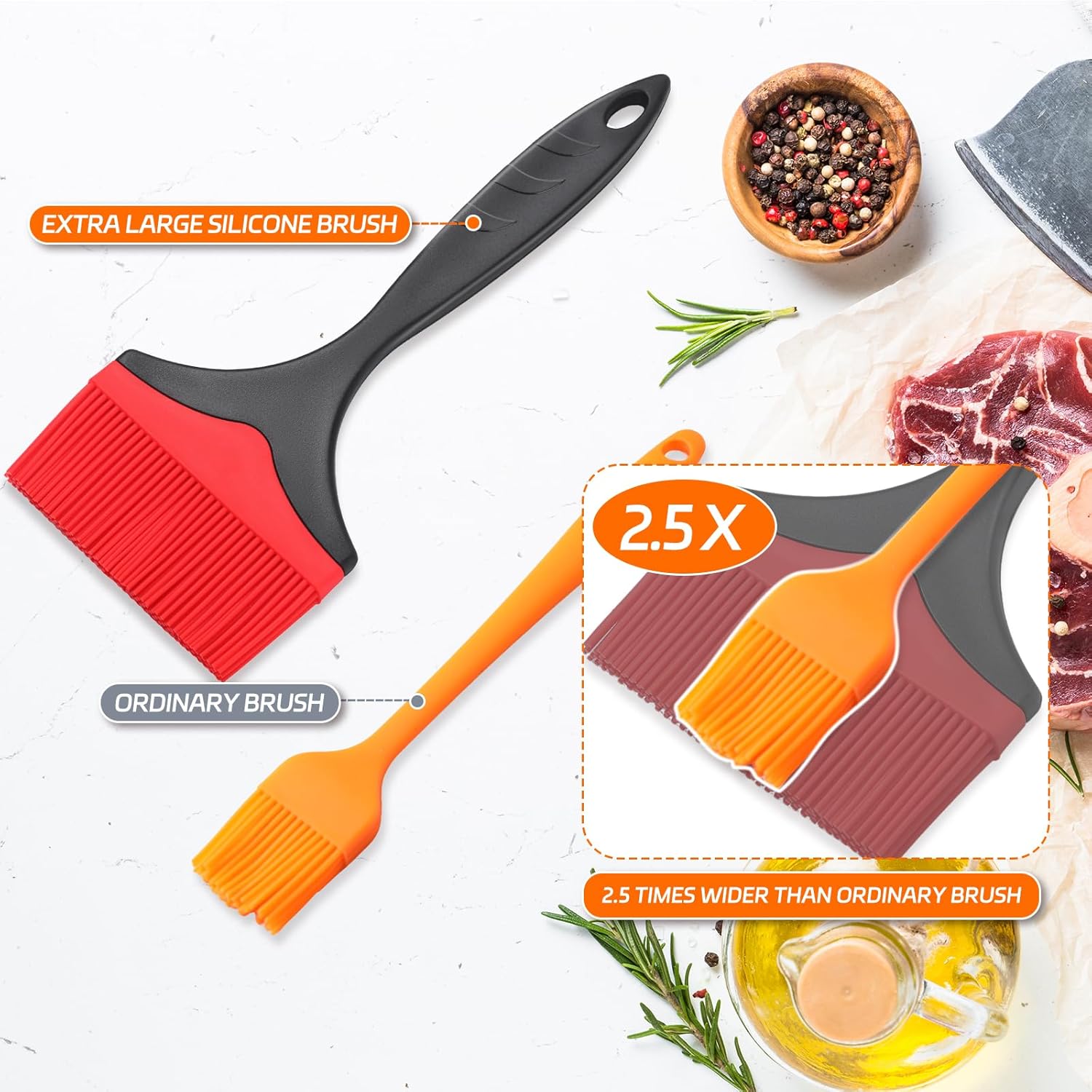 Cepillo de silicona extra grande para repostería, cepillo de silicona extra ancho de 3.95 pulgadas para asar a la parrilla, cepillos resistentes al