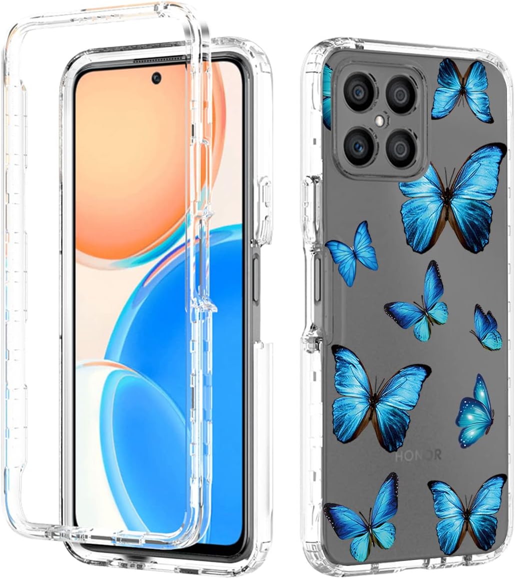 Zoeirc Funda para Honor X8 (no compatible con X8 5G) TFY-LX1 con protector de pantalla de vidrio templado, suave 360 cuerpo completo, a prueba de