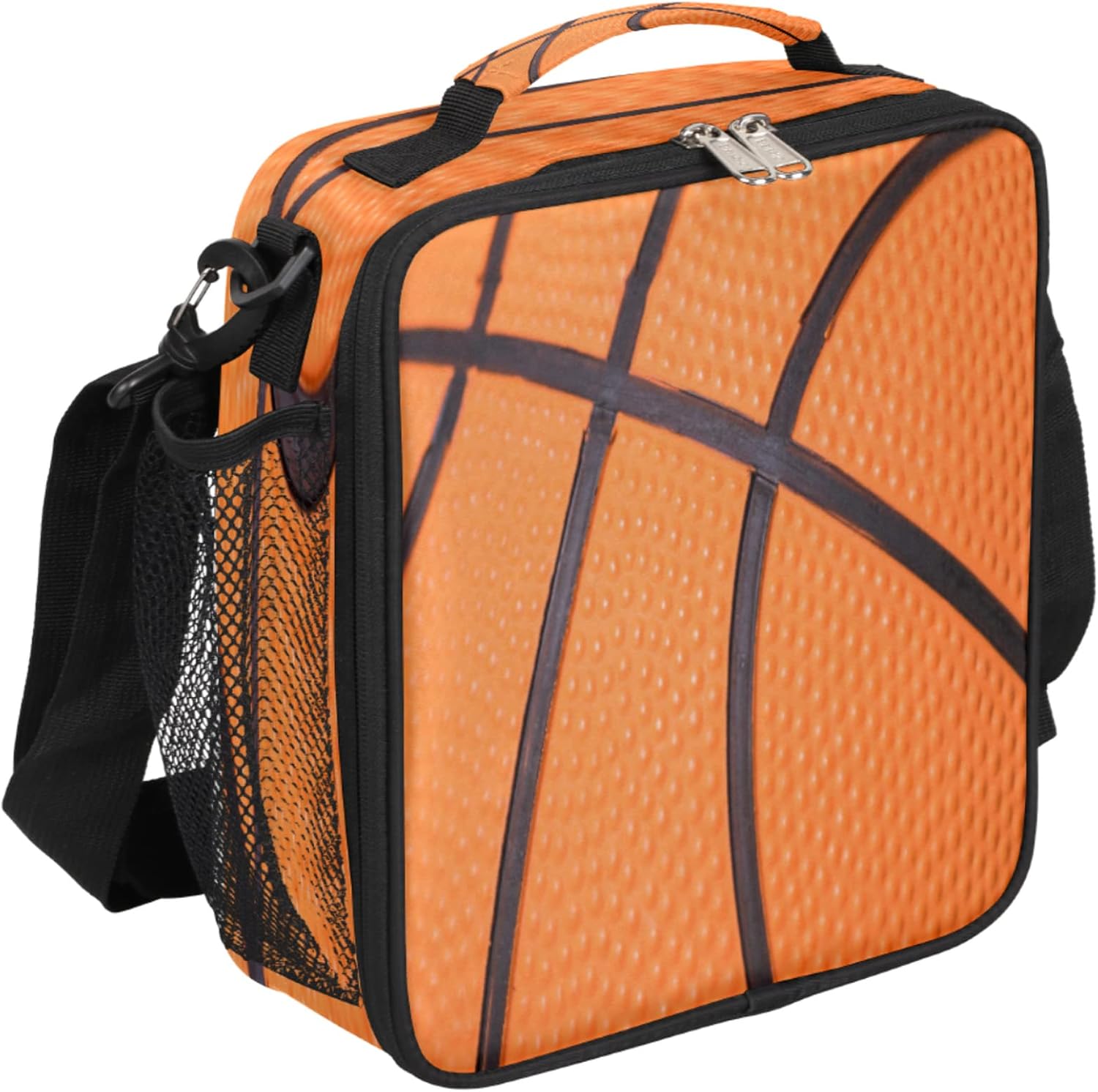 Lonchera de baloncesto para niños, con textura de baloncesto, bolsa de almuerzo aislada para niñas y niños, hielera deportiva, bolsa de preparación