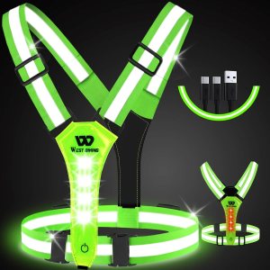 West Biking Running Vest Light – Led Running Reflective Gear for Walking at Night, High Visibility Night Rechargeable Light Up Running Vest, West Biking Running Vest Light – Led Running Reflective Gear for Walking at Night, High Visibility Night Rechargeable Light Up Running Vest,