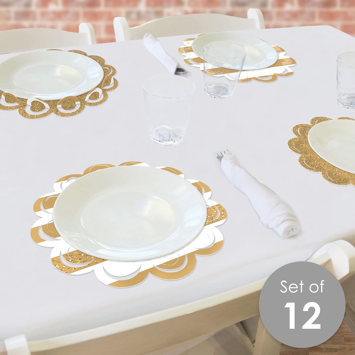 Big Dot of Happiness We Still Do – 50 aniversario de boda – Decoraciones de mesa redonda para fiesta de aniversario – Cargadores de papel – Ajuste