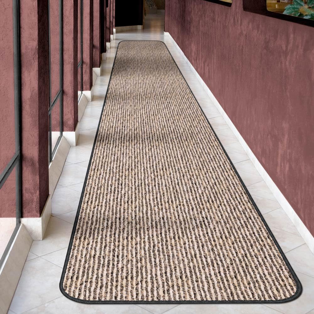 House, Home and More Alfombra antideslizante – Ondulación negra – 8 pies x 27 pulgadas