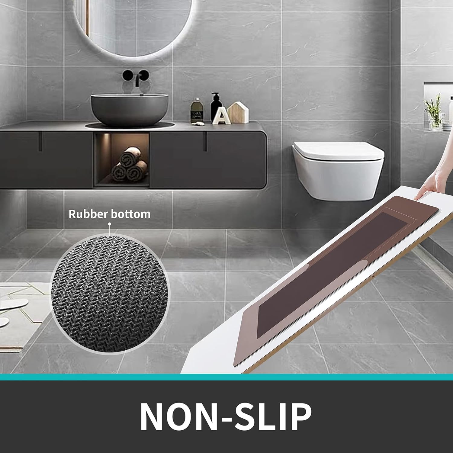 Juego de alfombras de baño, tapetes de baño con tapetes para inodoro en forma de U, antideslizantes, absorbentes de agua, tapetes de baño para