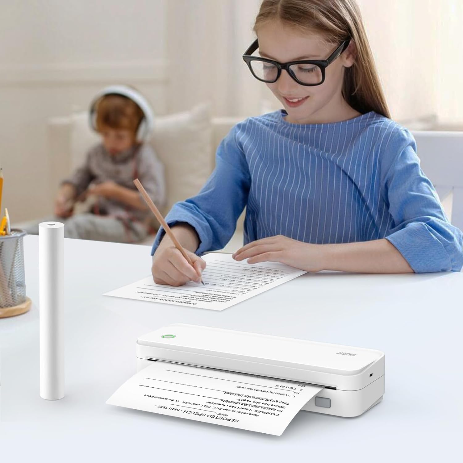 JADENS Papel de impresora térmica de secado rápido tamaño carta de 8.5 x 11 pulgadas, 4 rollos, papel térmico multiusos para impresora térmica