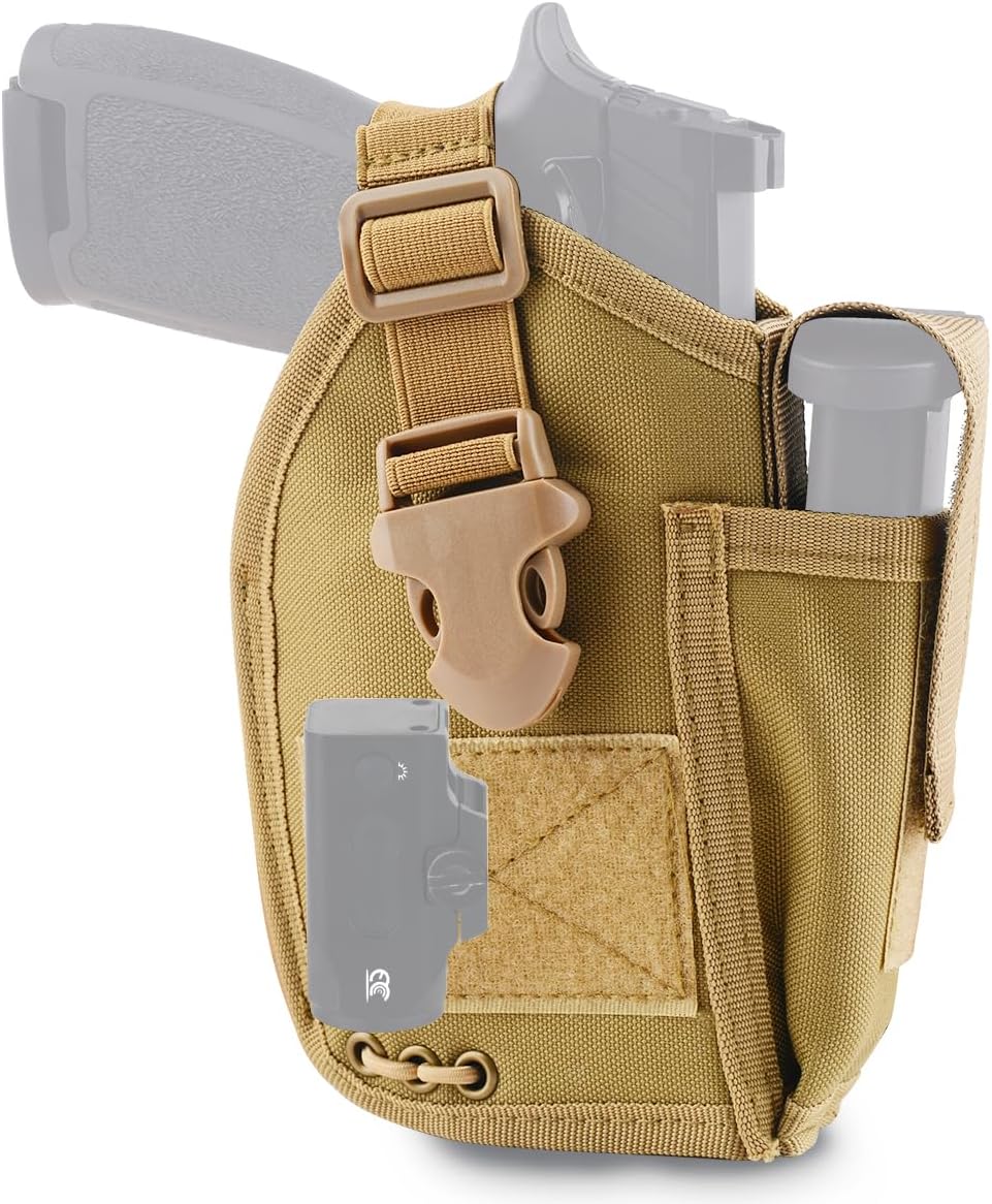Funda compacta OWB para pistolas con linterna o láser, transporte diario para mano derecha, accesorios universales