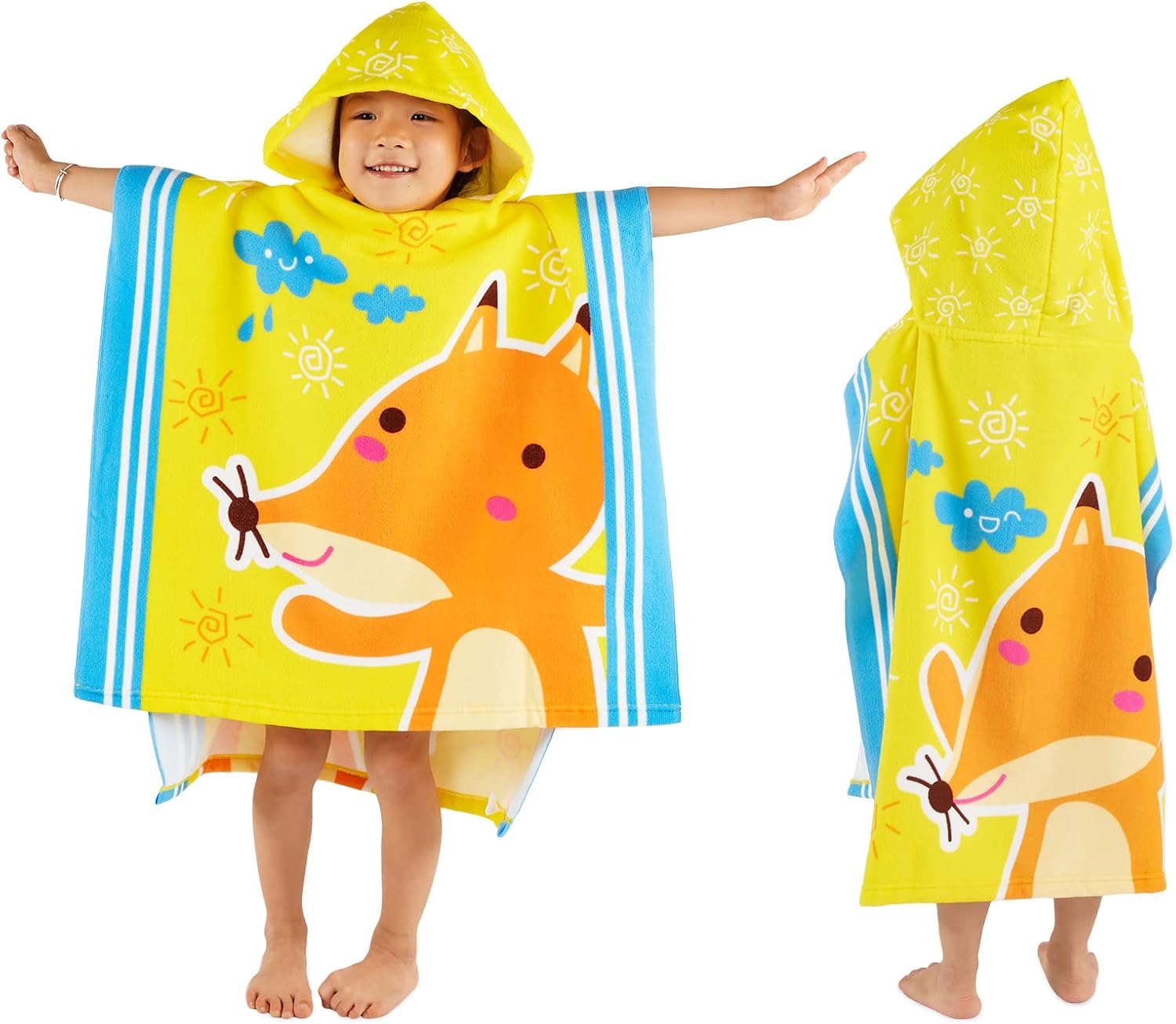 SYNPOS Toalla de baño para bebé, toalla de playa con capucha más gruesa para niños y niñas, toalla de baño con capucha más suave para piscina,
