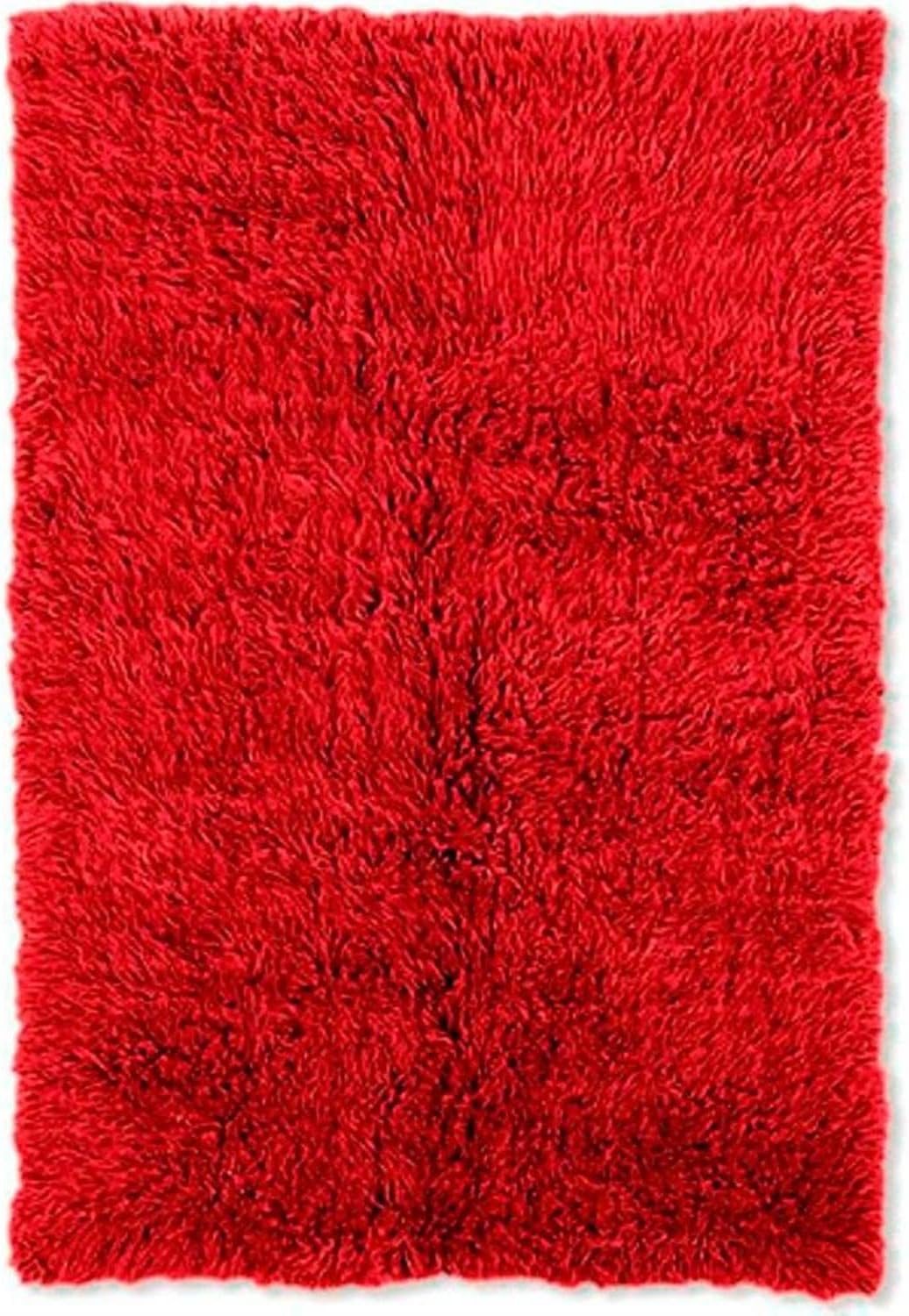 Linon Alfombra de lana roja retro de 49.38 oz, 3 pies 6 pulgadas x 5 pies 6 pulgadas, 4 x 6 pies
