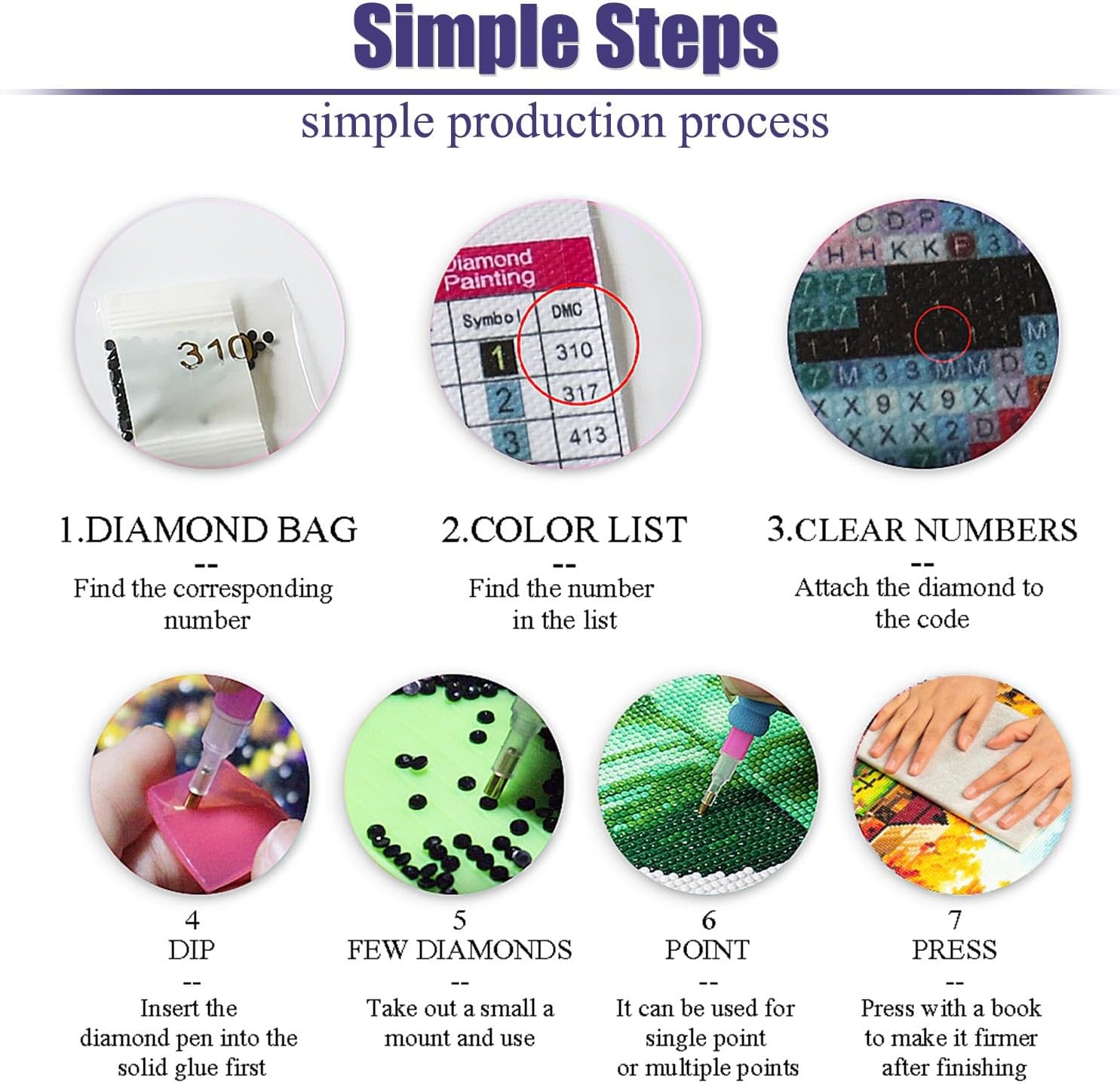 Paquete de 3 kits de pintura de diamantes para adultos, pintura artística de diamantes grandes 5D, arte y manualidades de diamantes de imitación de