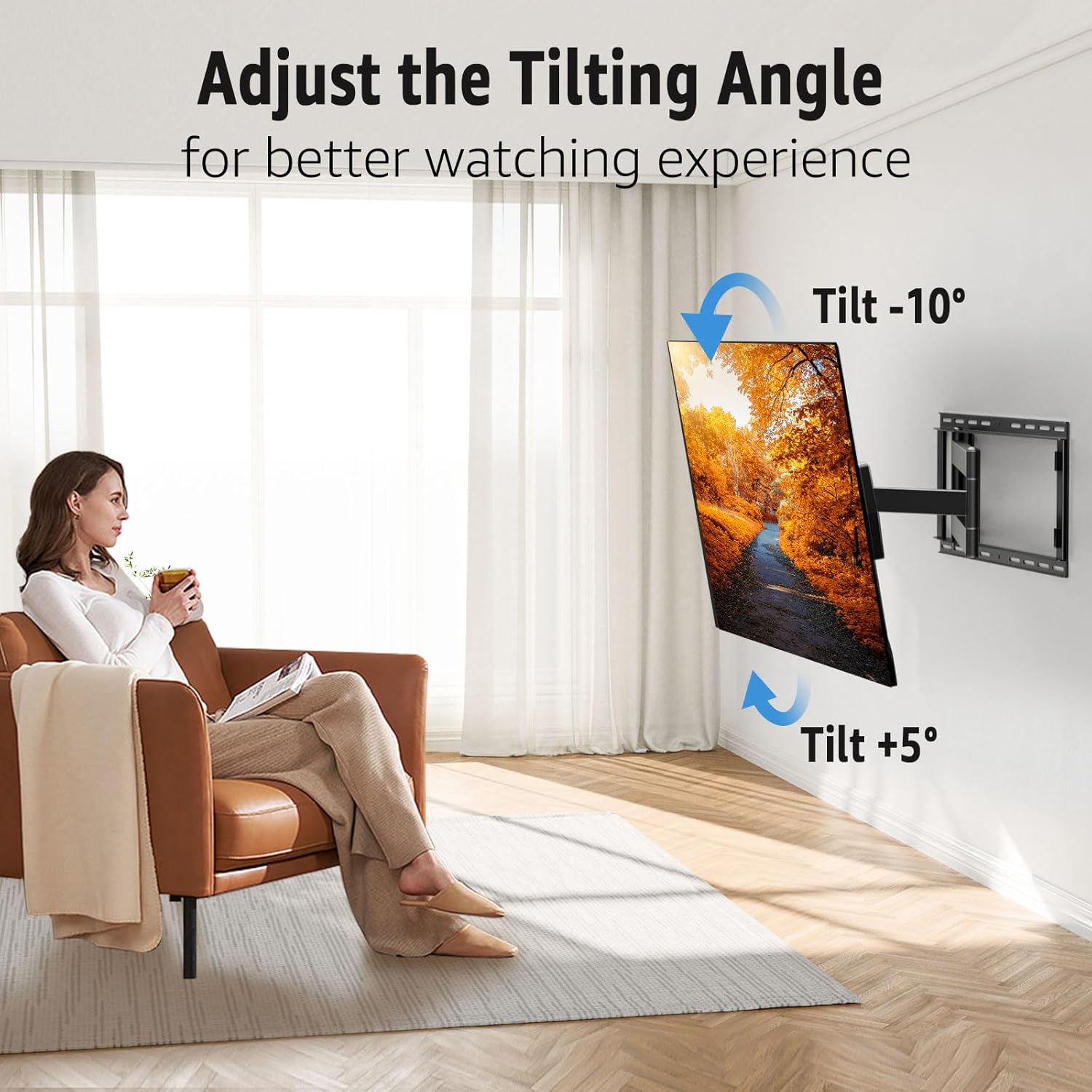 MOUNTUP MU0059 – Soporte de pared para TV de brazo largo con extensión de 40 pulgadas, soporte de movimiento completo para televisores de 42 a 90