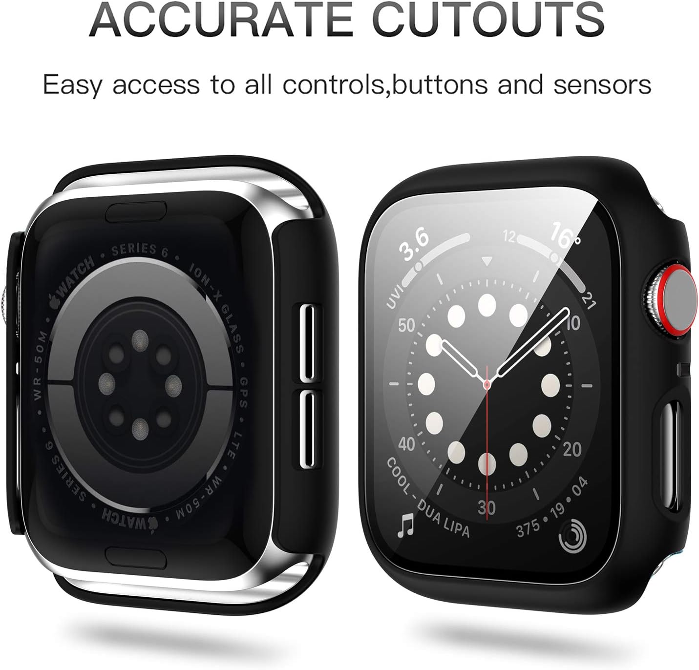 Haojavo Paquete de 12 fundas para Apple Watch Series 9 y Series 8 y 7 de 1.772 pulgadas con protector de pantalla de vidrio templado, funda