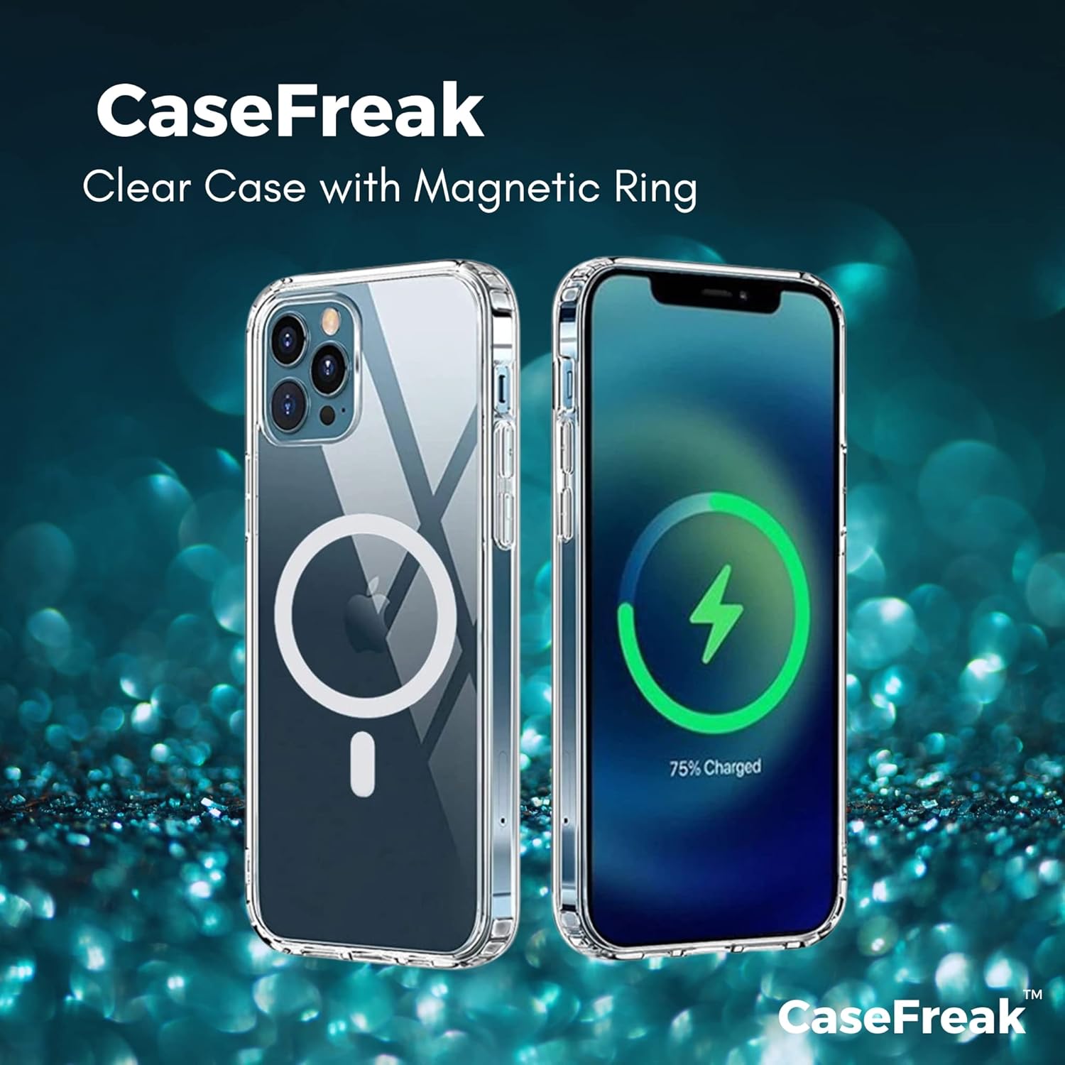 CASEFREAK Funda transparente para iPhone 13 Pro con anillo magnético, compatible con accesorios Mag-Safe, ajuste delgado, antiamarilleo, a prueba de