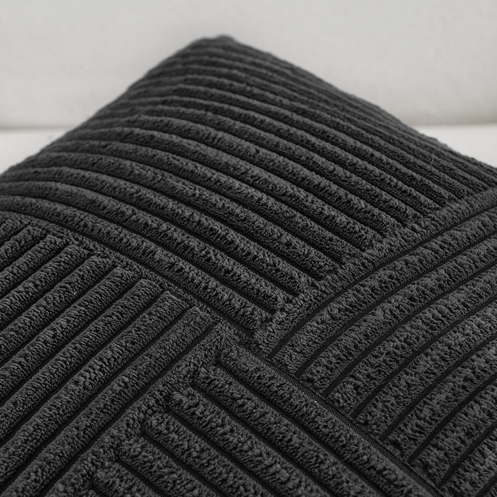Fancy Homi Fundas de almohada decorativas negras de 16 x 16 pulgadas para sala de estar, sofá, cama, sillón, rústico, bohemio, decoración del hogar,