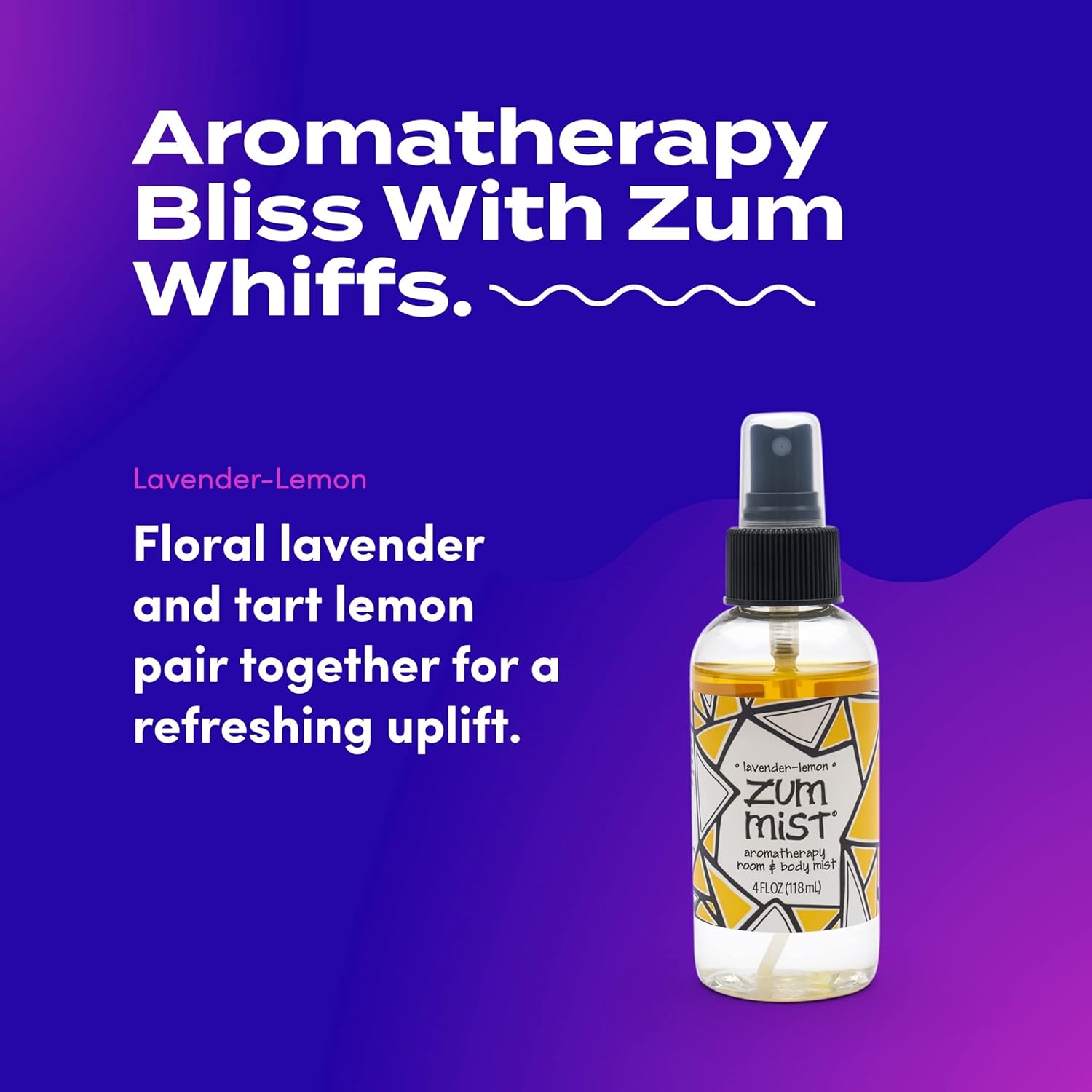 Indigo Wild Zum Mist Spray para habitación y cuerpo, lavanda, limón, 4 onzas líquidas (paquete de 2)
