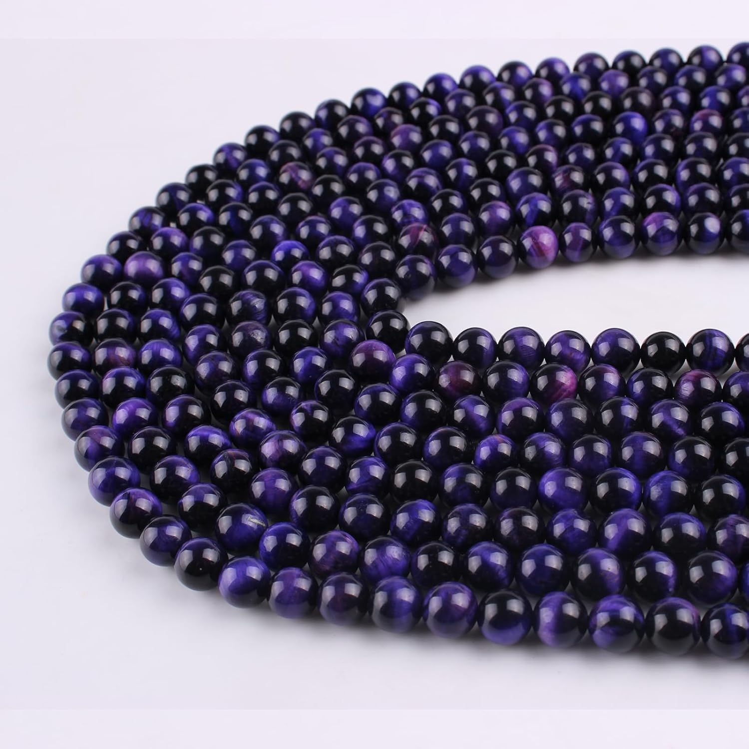Cuentas sueltas de ojo de tigre redondas, suaves y curativas, piedra energética para fabricación de joyas, 1 hebra de 15 pulgadas (ojo de tigre
