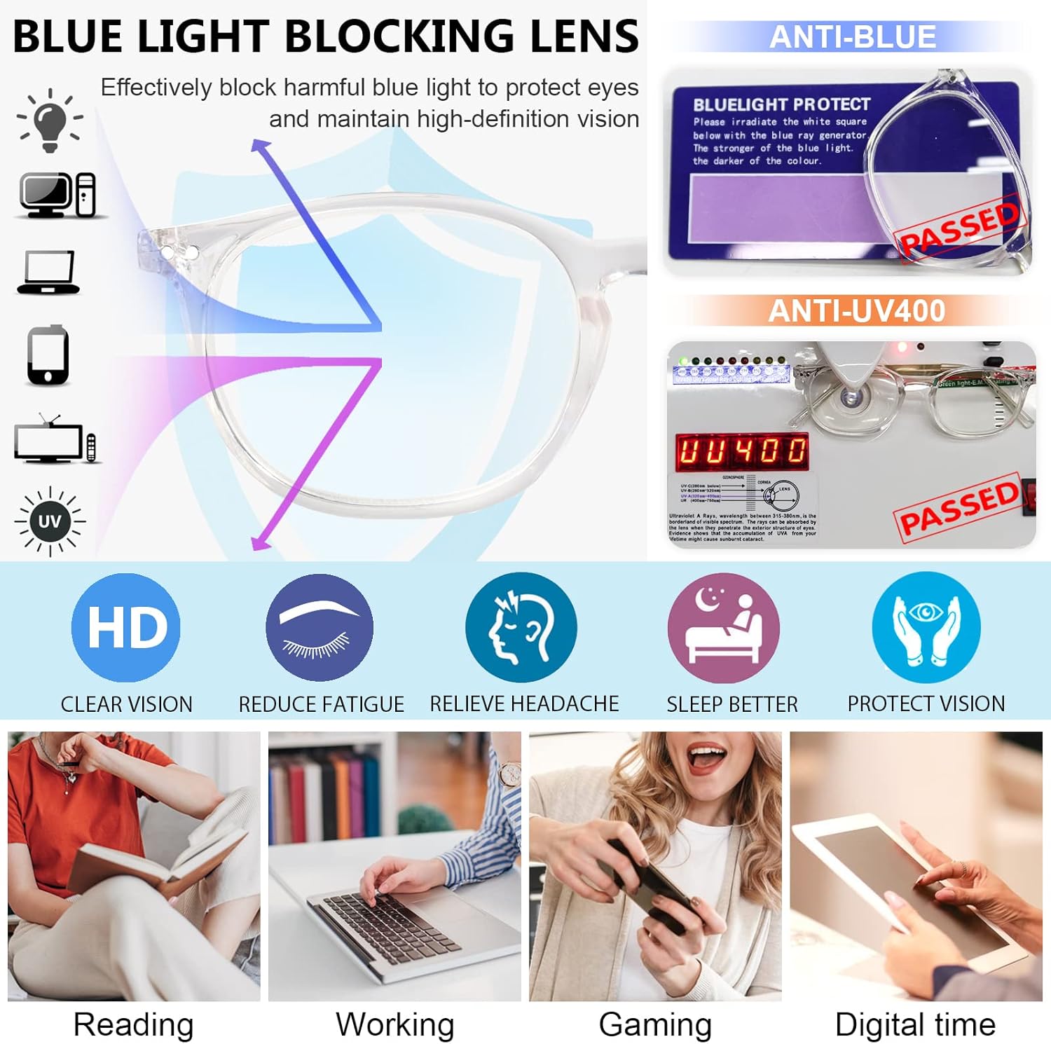 MARE AZZURO Lentes de lectura con bloqueo de luz azul para mujer, lindos lectores redondos 1.0 1.25 1.5 1.75 2.0 2.25 2.5 2.75 3.0 3.5 4.0