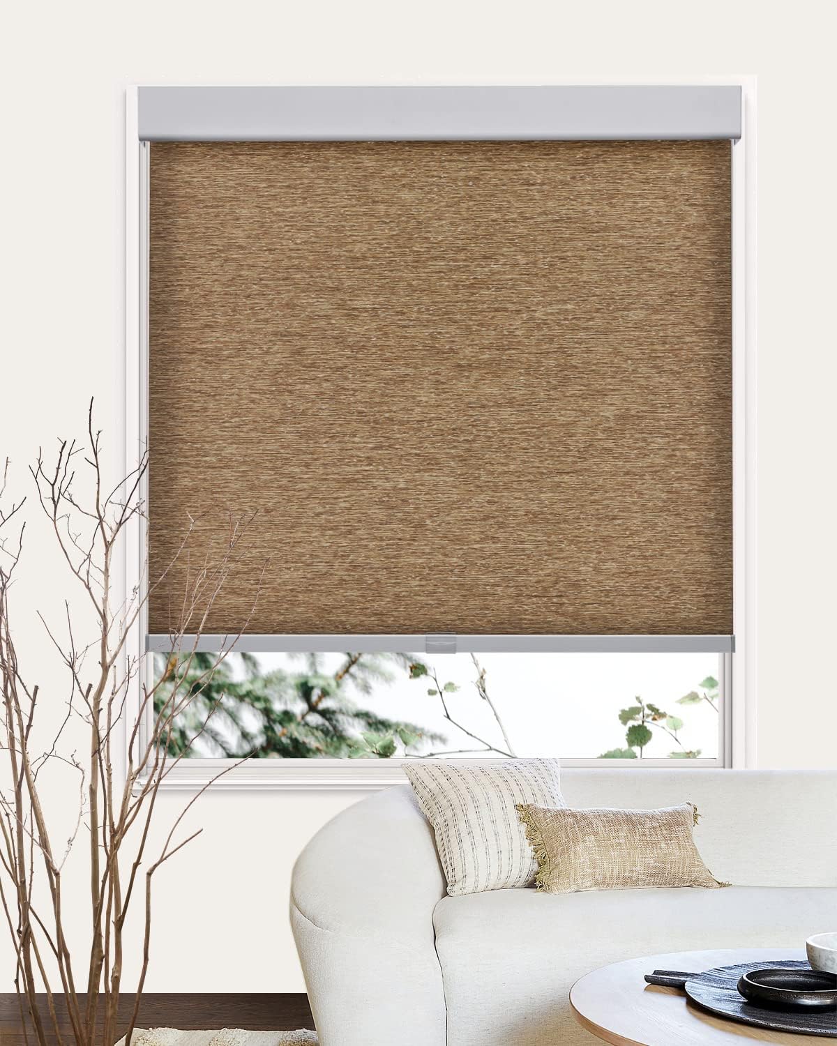 Persianas de tamaño personalizado con cenefa, persianas inalámbricas tejidas naturales, persianas enrollables filtrantes de luz para el hogar,