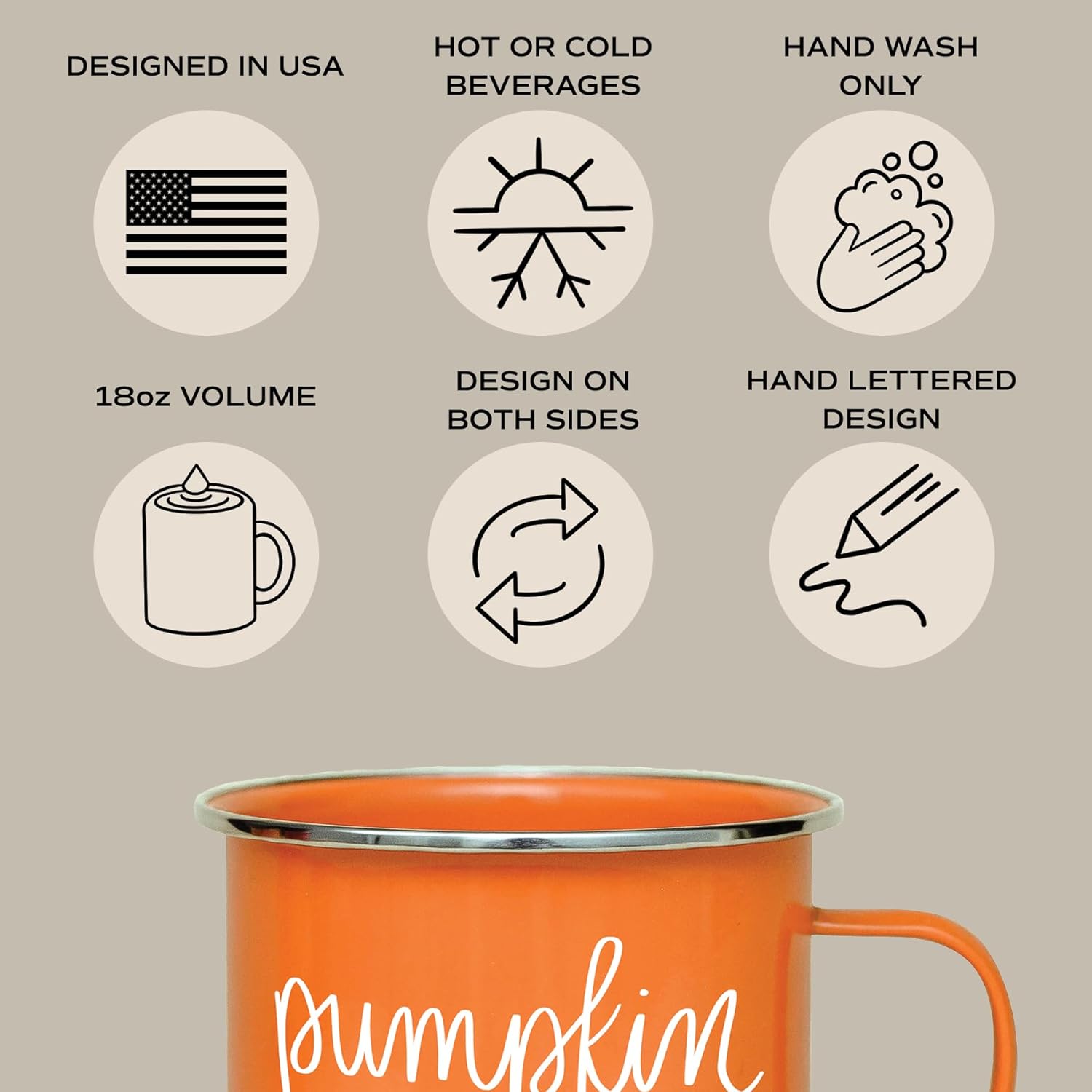 Sweet Water Decor Taza de café con especias de calabaza, taza de café estilo fogata de acero galvanizado de 18 onzas, taza de otoño, decoración de