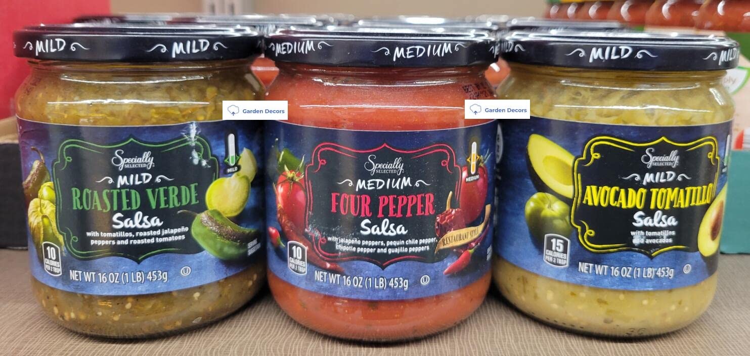 Especialmente seleccionado Premium suave tostado verde, cuatro pimientos medianos, salsa de tomate y aguacate suave, 16 onzas, 15.98 oz (tres