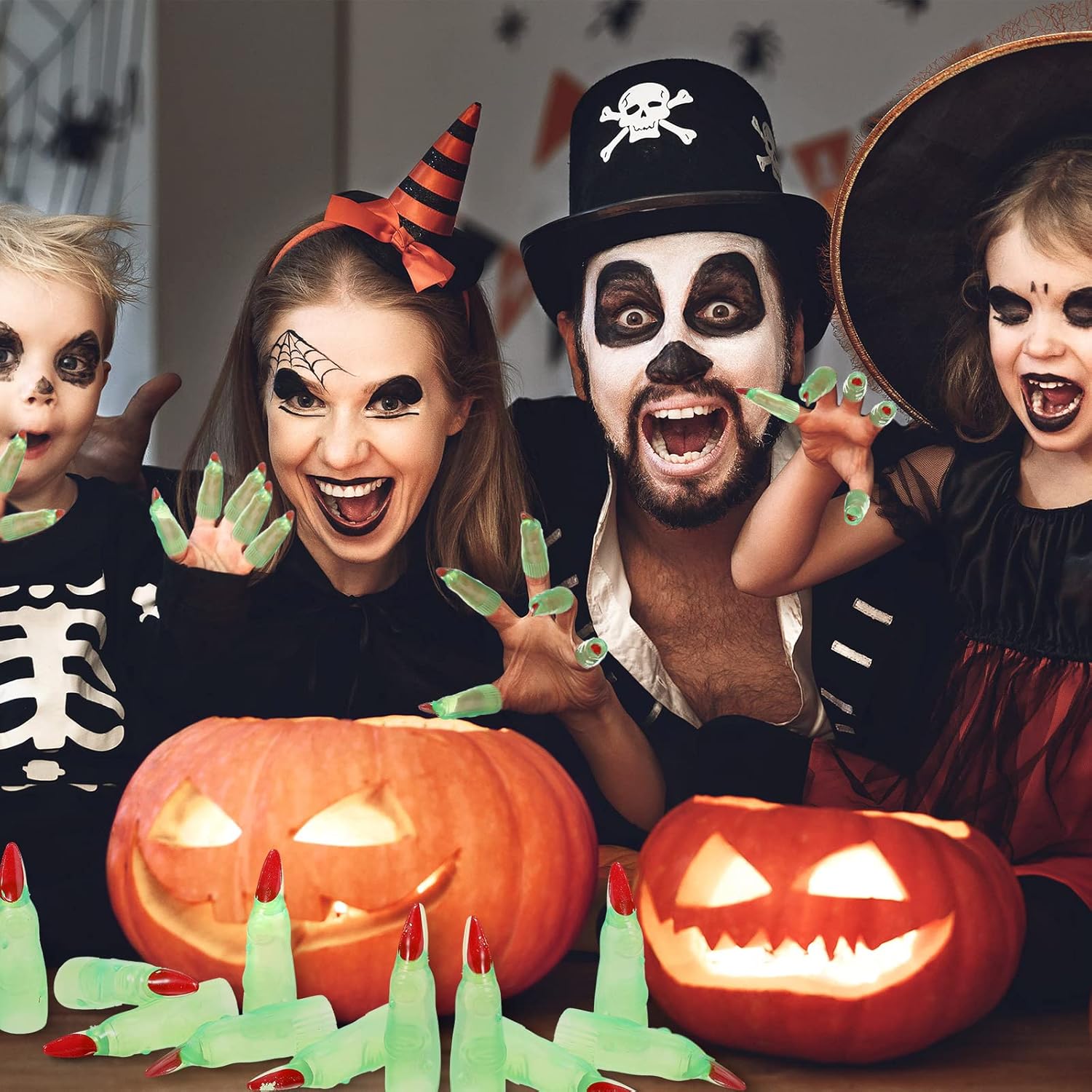 Sosation 150 piezas de dedos de bruja espeluznantes para cosplay, uñas falsas, zombi, divertidas, guiadas para niños, punteros de lectura, garras de