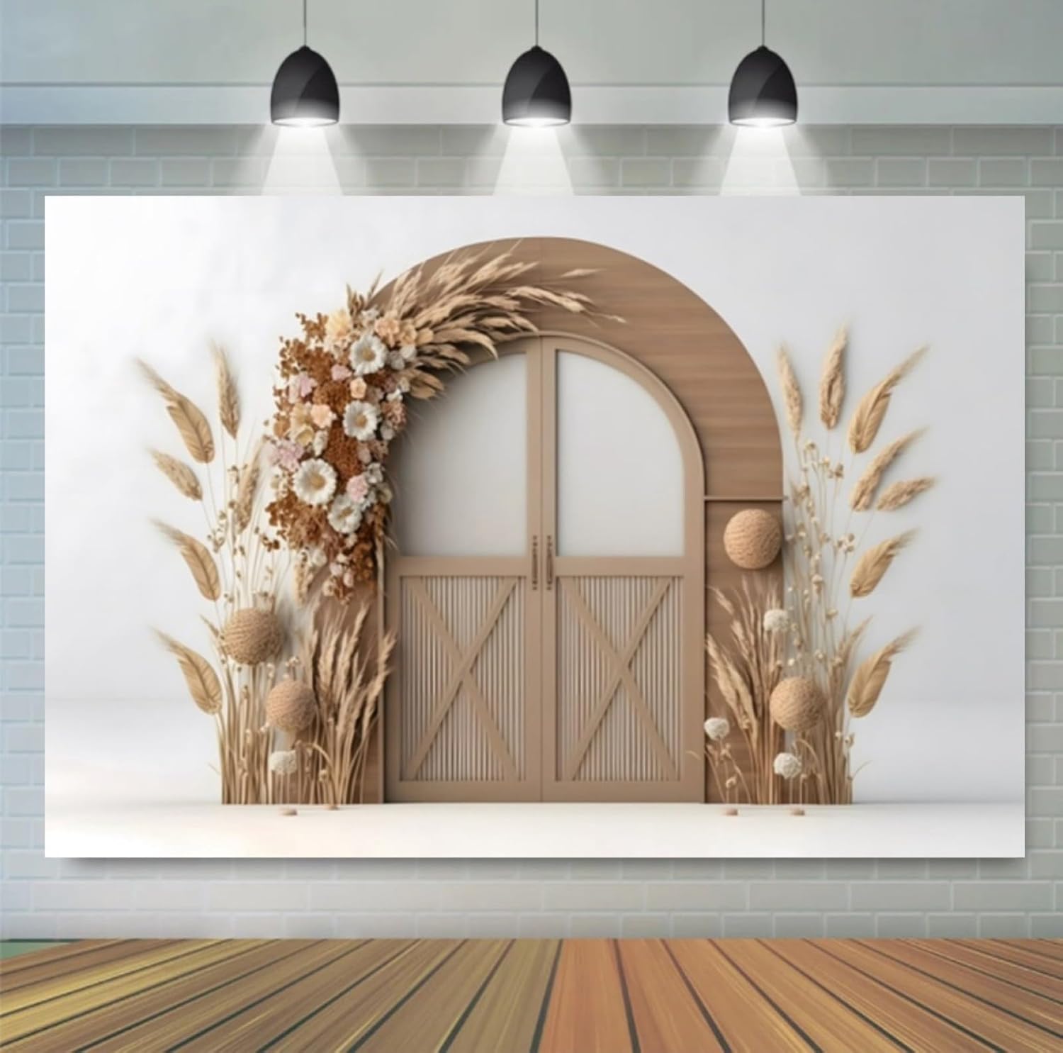 Telón de fondo para fotografía, flores bohemias, puerta de madera, para recién nacido, bautismo, niña, niño, pastel de cumpleaños, aplastamiento,