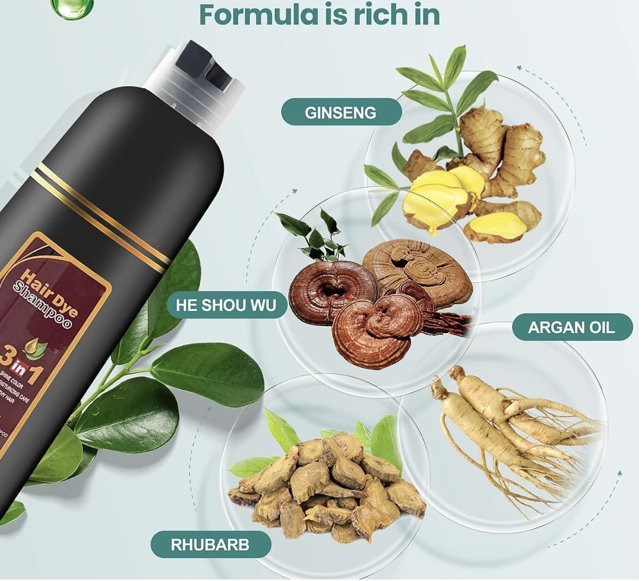 Champú de color permanente para el cabello de 16.9 fl oz, orgánico natural y rápido, tinte vegetal, esencia vegetal, champú para mujeres y hombres,