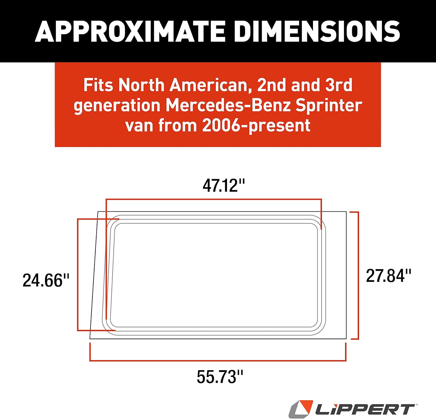 Lippert Sprinter Cargo Van Ventana, lado central del pasajero (fija) para modelos de distancia entre ejes de 170″