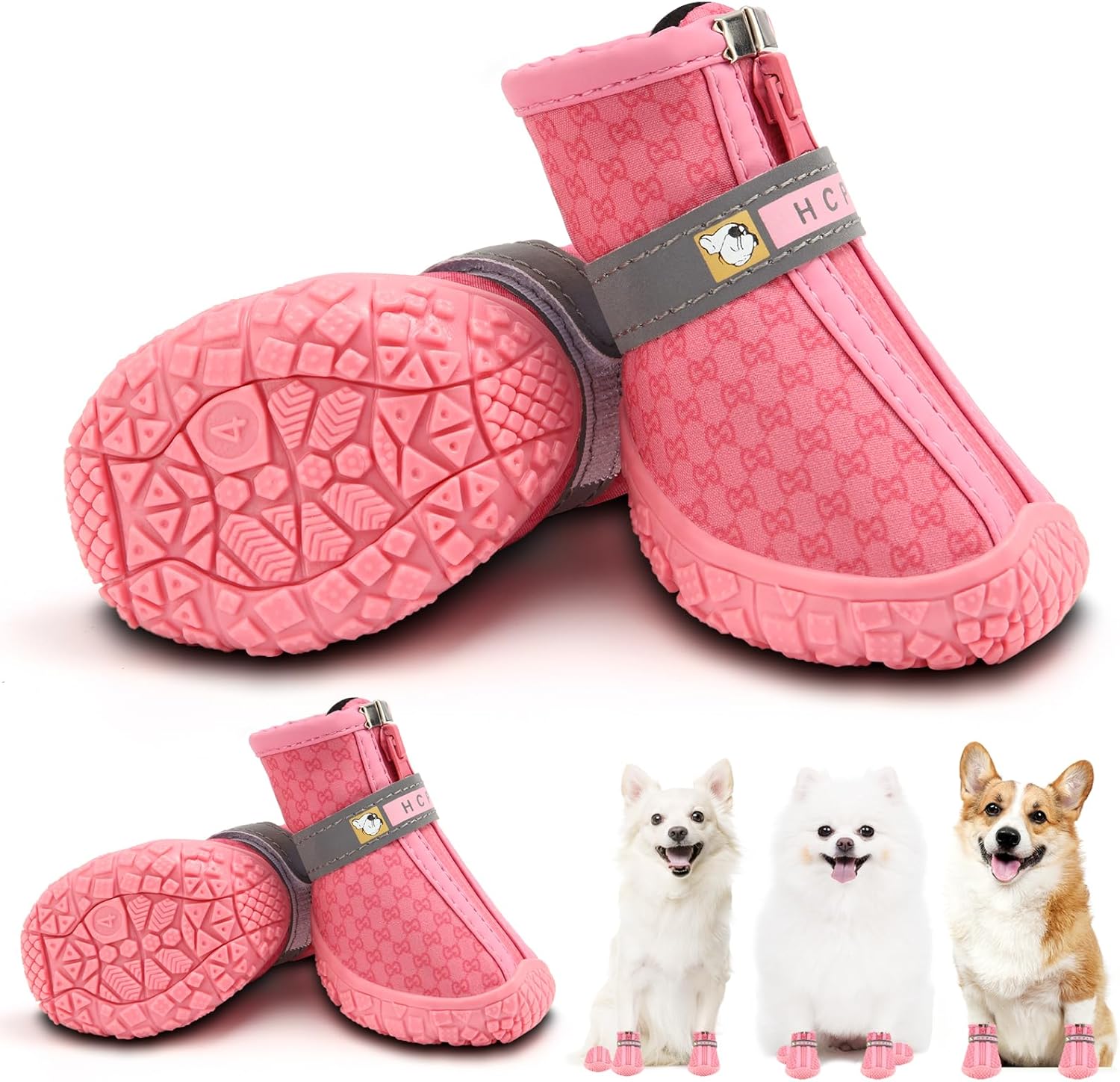 Hcpet Botas de perro para perros pequeños, botas impermeables para perros, protectores de patas para pavimento caliente, botas de senderismo de
