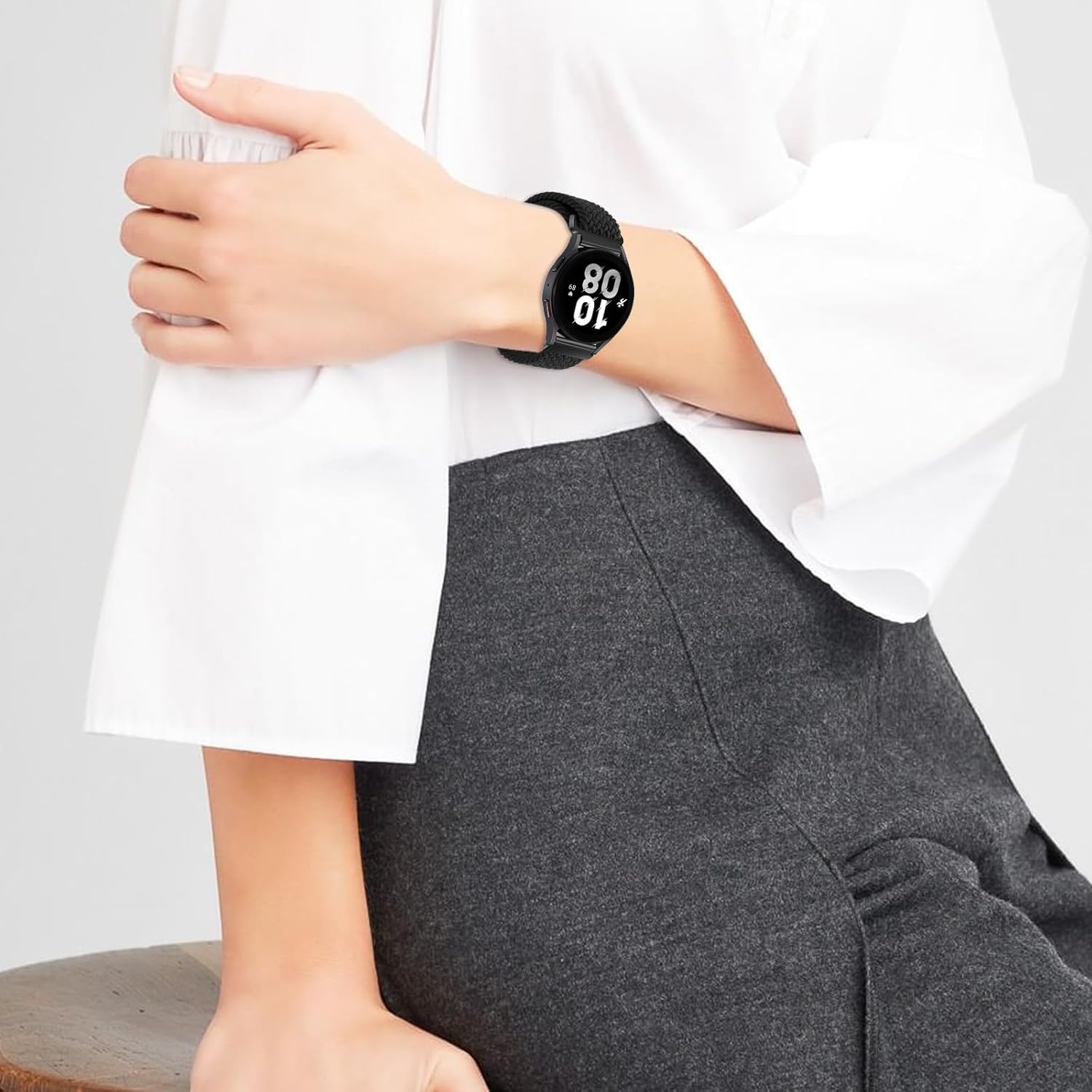 BlackPro Correa deportiva compatible con Samsung Galaxy Watch 6 5 4, correa ajustable de nailon trenzado elástica para Galaxy de 1.772 in, 1.732 in,