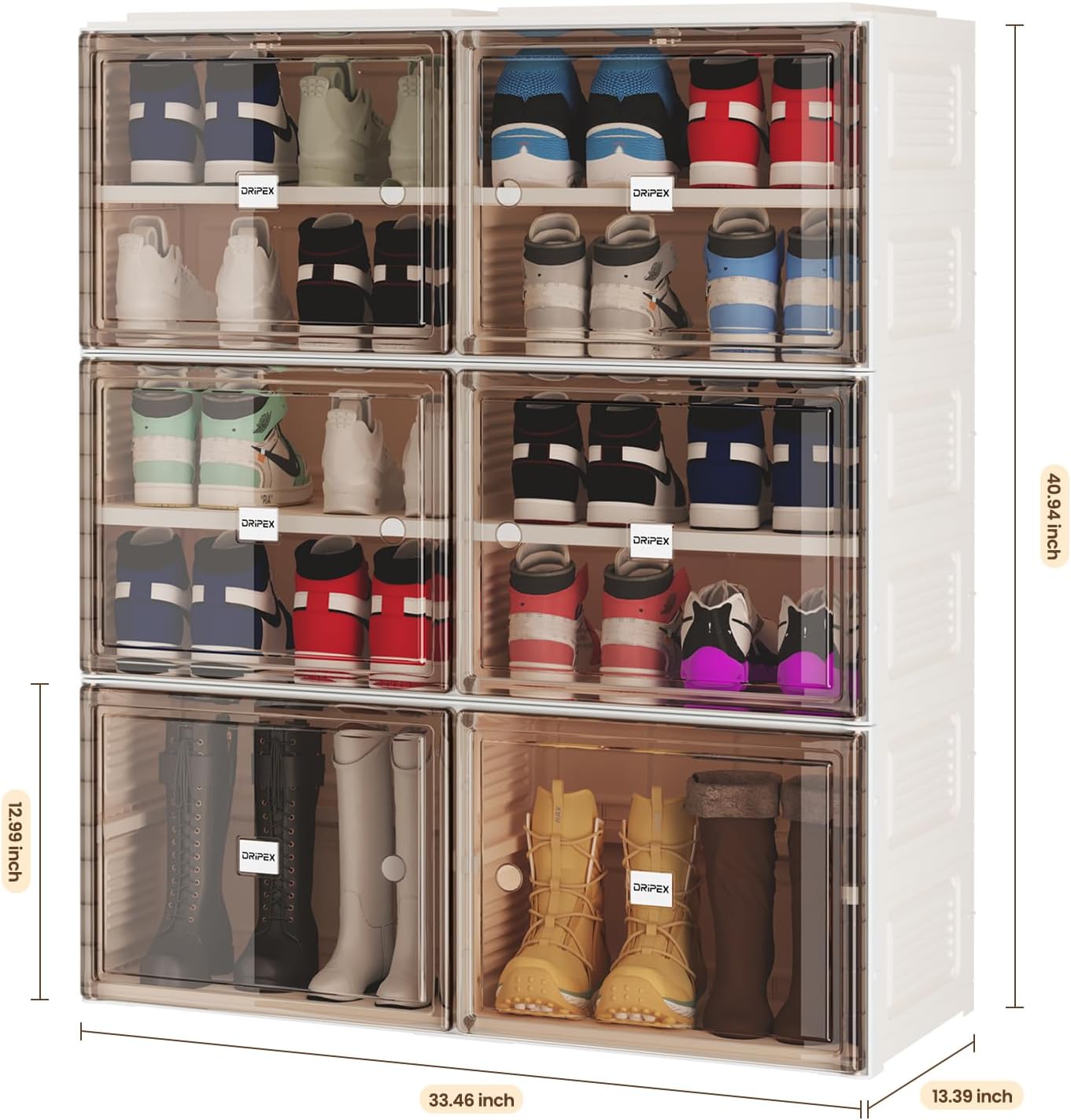 Dripex Armario de almacenamiento de zapatos de 5 niveles para 20 pares – Caja de zapatos plegable con puertas – Estante de almacenamiento de zapatos