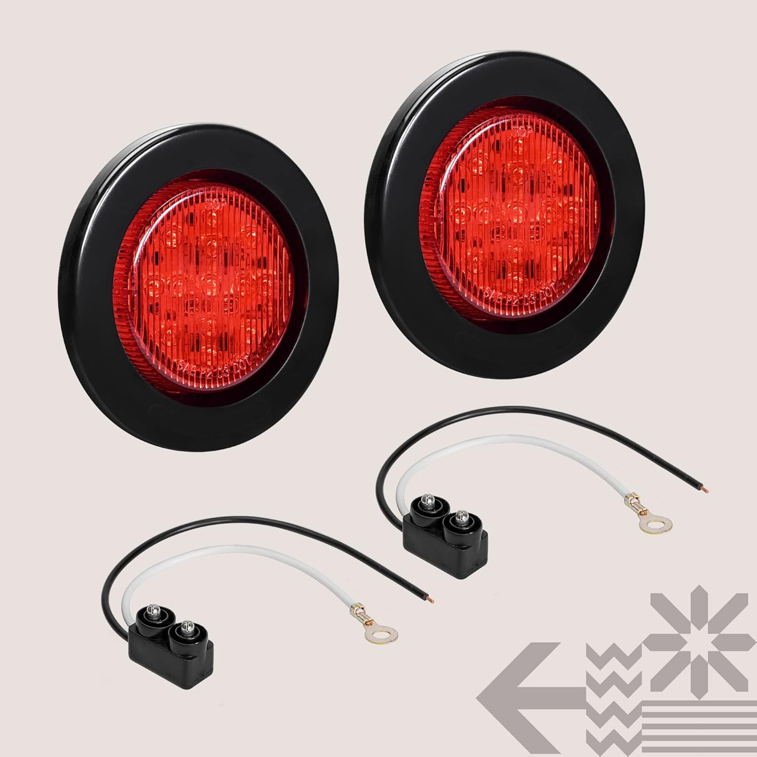 ONLINE LED STORE – Luces de delimitación lateral de 13 LED, redondas, de 6.35cm (padre)., Paquete de 2, Rojo