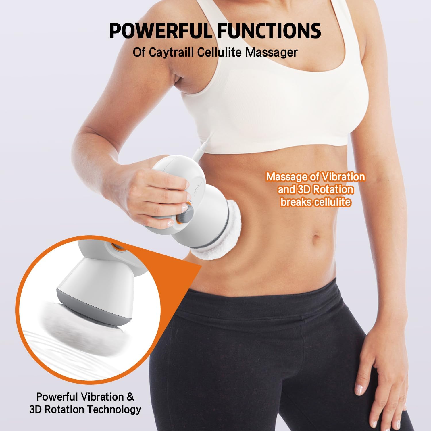 Caytraill Masajeador de celulitis mejorado, máquina para esculpir el cuerpo con 4 almohadillas lavables, masajeador de mano para vientre, piernas,